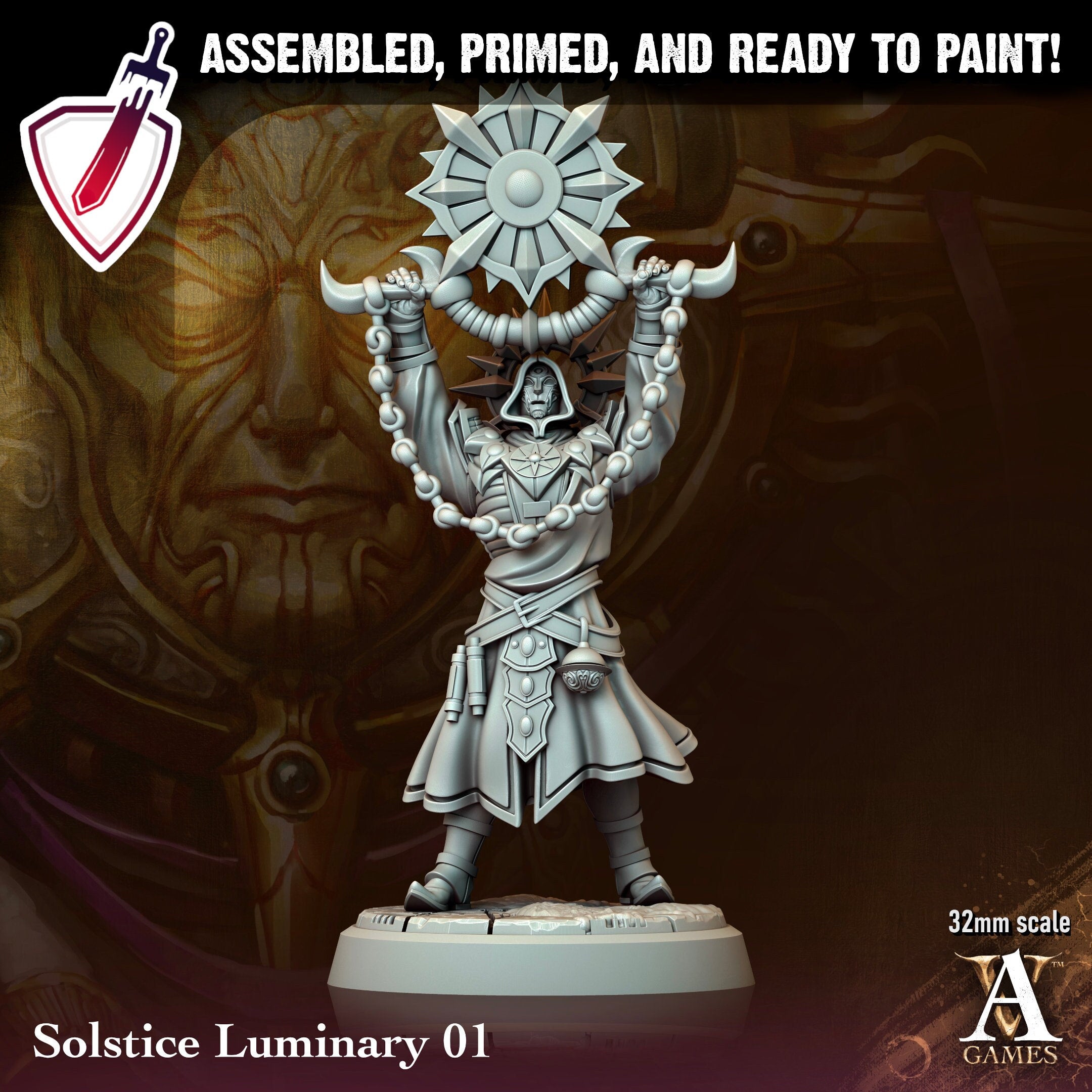 Solstice Luminary | Miniatures by Archvillain Games | Resin Mini for Tabletop Gaming, D&D, Pathfinder, and Painting | Assembled and Primed - Brush and Battle
