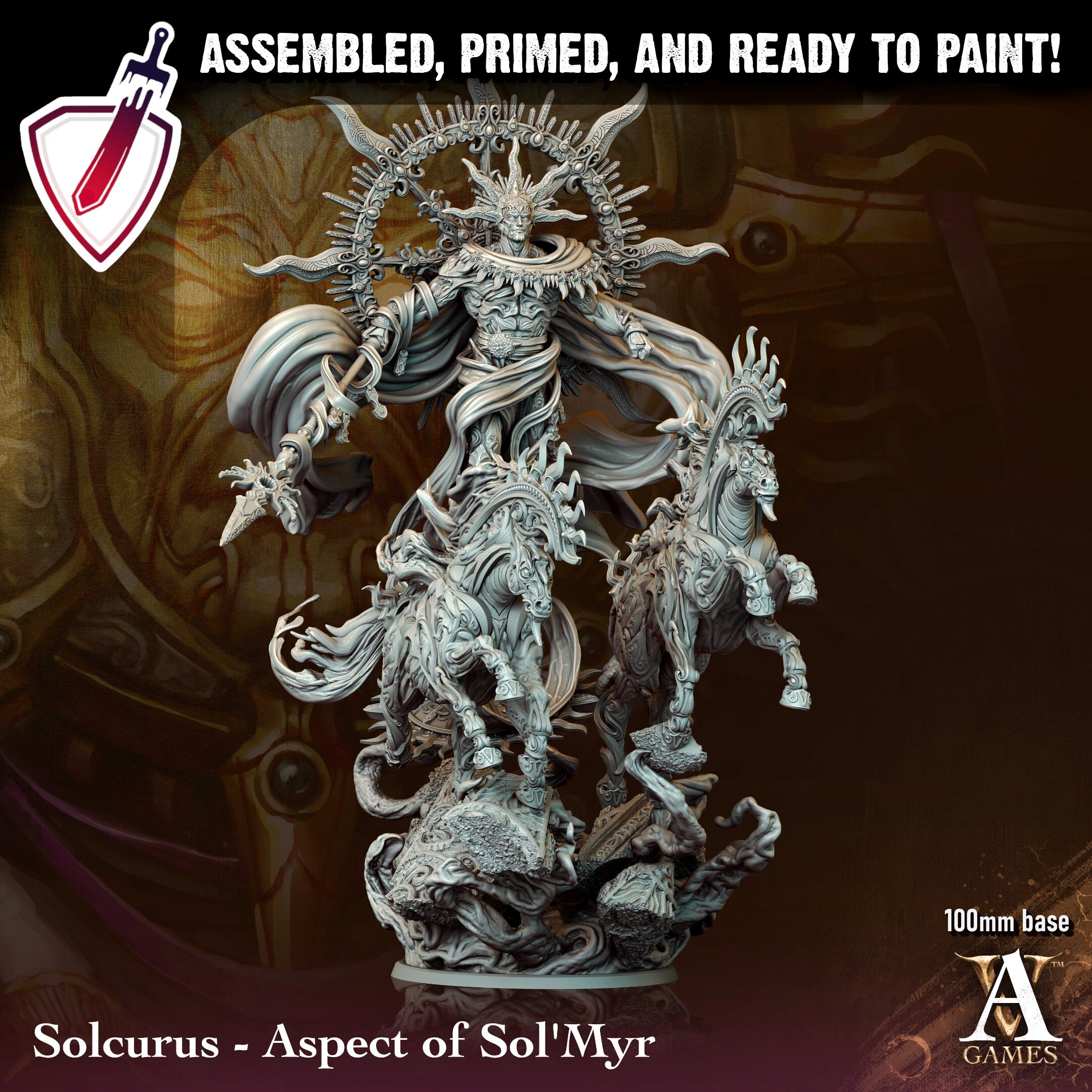 Aspect of Sol Myr | (Massive) Miniature by Archvillain Games | For Tabletop Gaming, D&D, Pathfinder, Wargames, Painting | Assembled + Primed - Brush and Battle