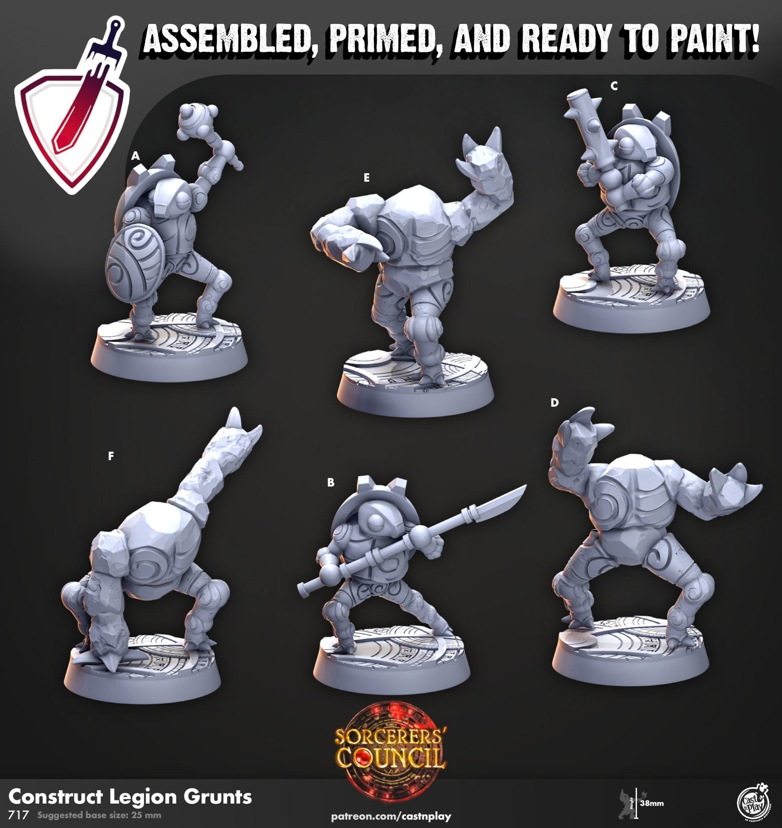 Construct Legion Grunts | Miniatures by Cast n Play | Mini For Tabletop Gaming, D&D, Pathfinder, and Painting | Assembled and Primed - Brush and Battle