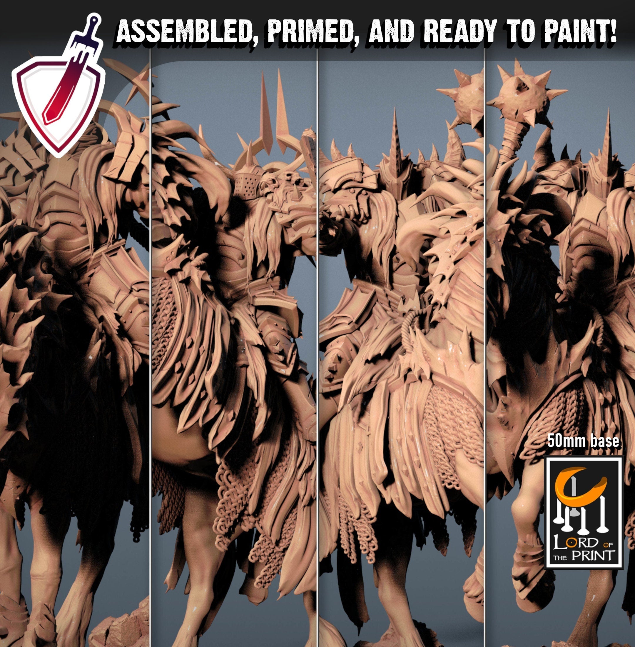 Mounted Death Horses (1-5) | Miniatures by Lord of the Print | Resin Mini for Tabletop Gaming, D&D, Pathfinder, Painting | Assembled +Primed - Brush and Battle