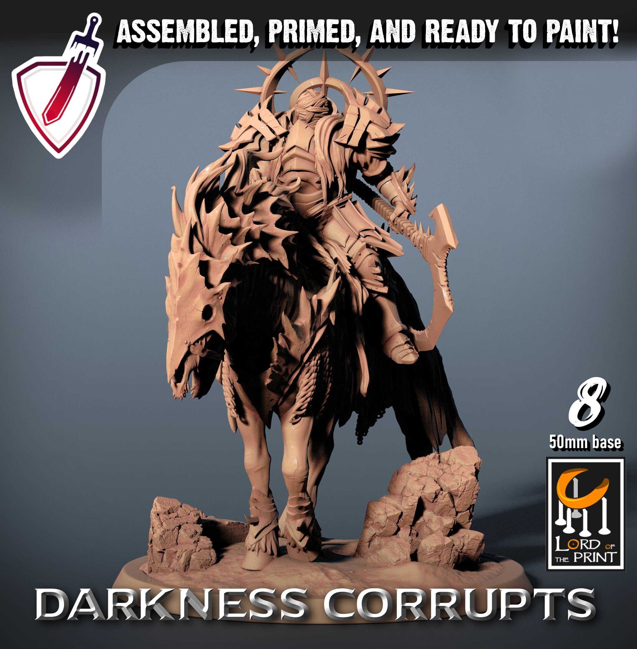Mounted Death Horses (6-10)| Miniatures by Lord of the Print | Resin Mini for Tabletop Gaming, D&D, Pathfinder, Painting | Assembled +Primed - Brush and Battle
