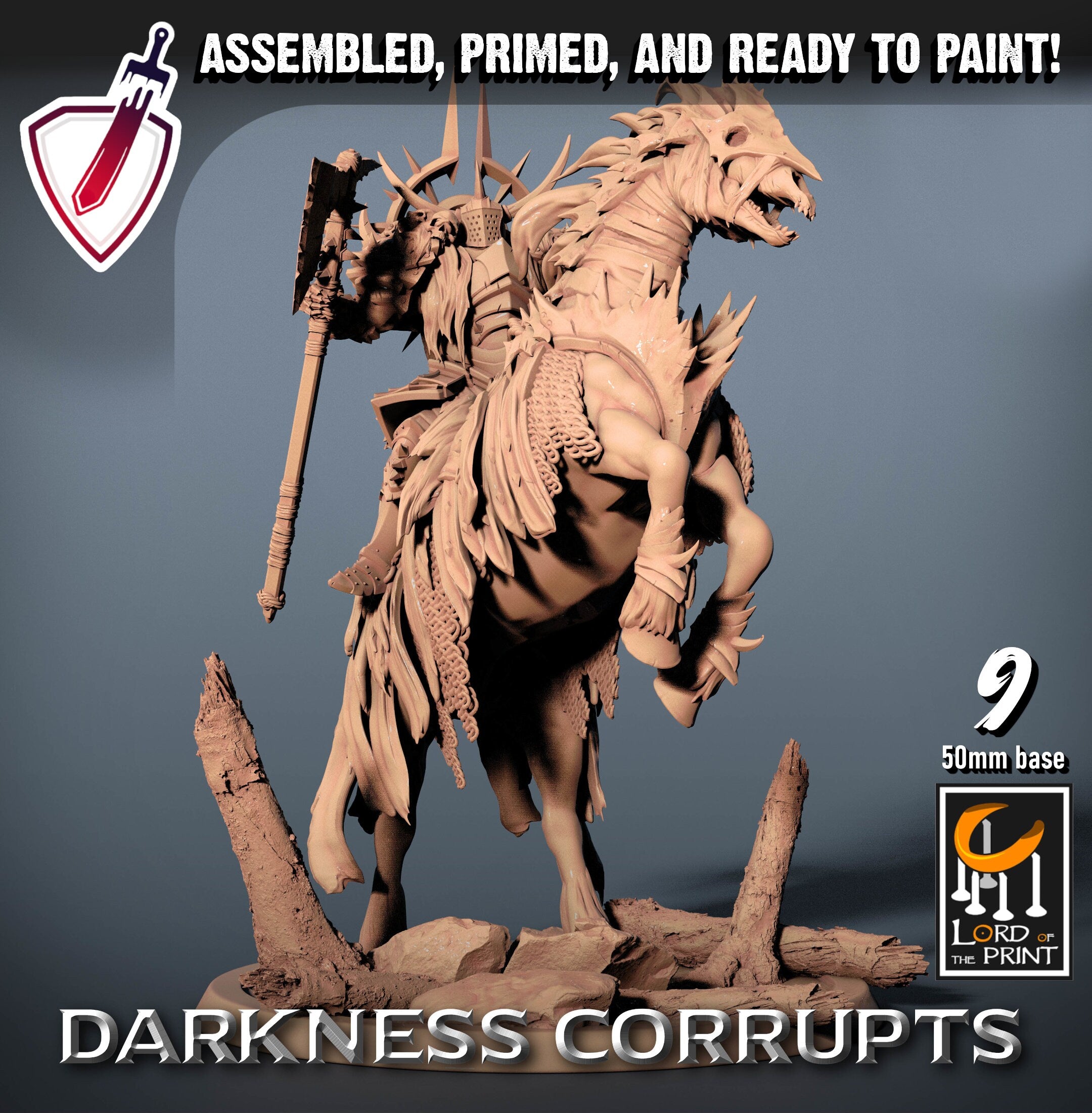 Mounted Death Horses (6-10)| Miniatures by Lord of the Print | Resin Mini for Tabletop Gaming, D&D, Pathfinder, Painting | Assembled +Primed - Brush and Battle