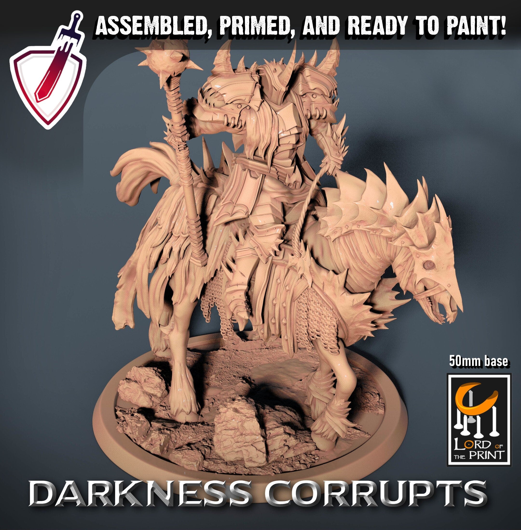Mounted Death Horses (6-10)| Miniatures by Lord of the Print | Resin Mini for Tabletop Gaming, D&D, Pathfinder, Painting | Assembled +Primed - Brush and Battle
