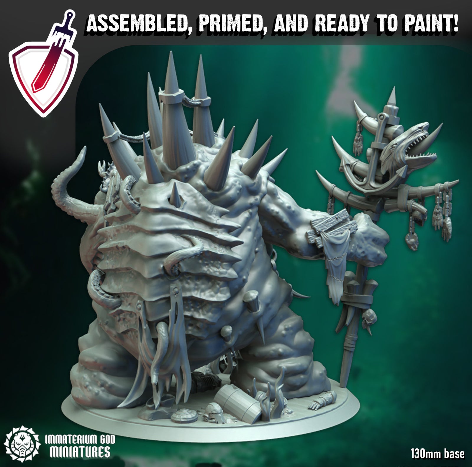 Mortigus Demon | (Massive) Miniature by Immaterium God | Resin Mini for Tabletop Gaming, D&D, Wargaming, and Painting | Assembled and Primed - Brush and Battle