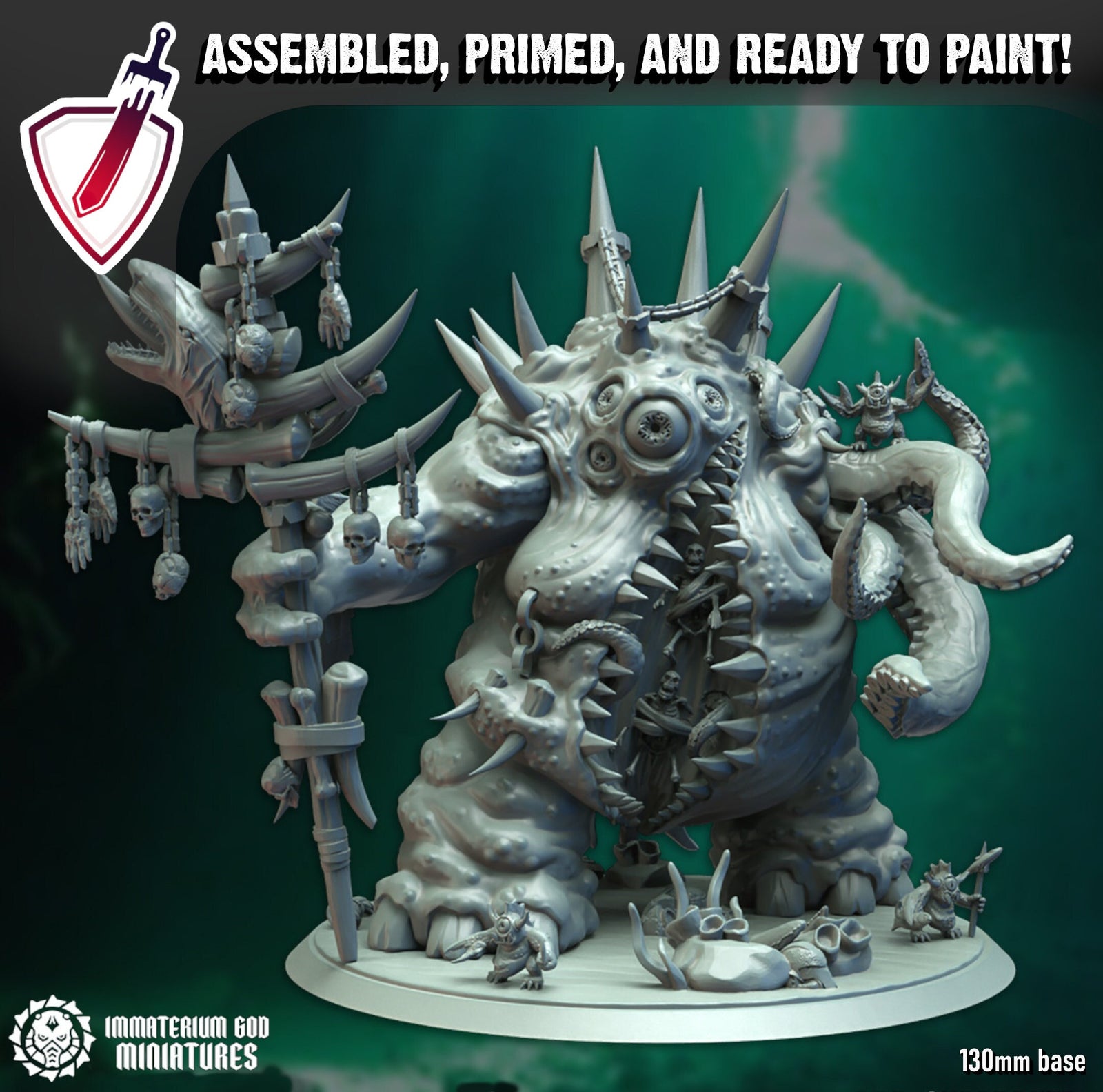 Mortigus Demon | (Massive) Miniature by Immaterium God | Resin Mini for Tabletop Gaming, D&D, Wargaming, and Painting | Assembled and Primed - Brush and Battle