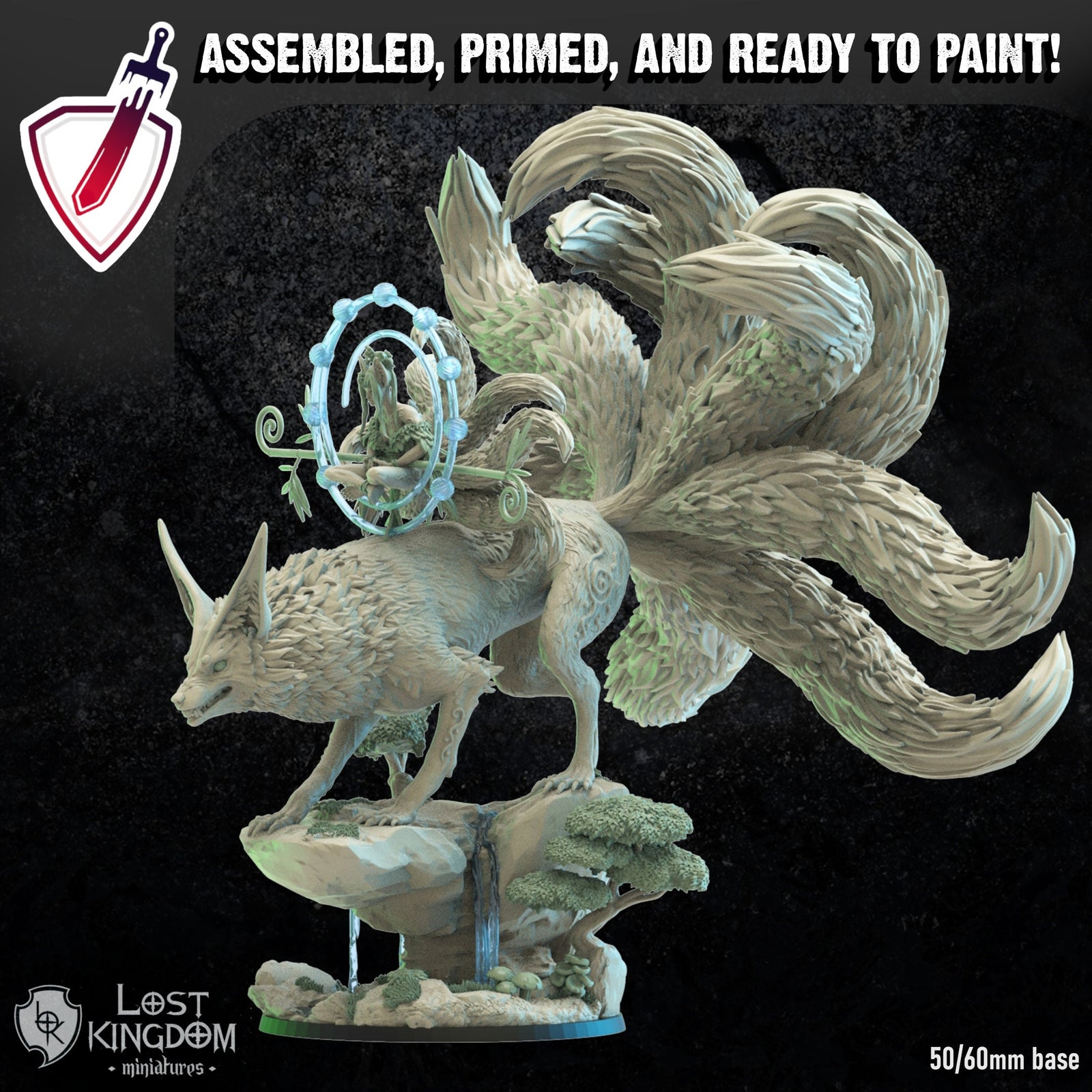 Hanako Kitsune Druid | Miniature by Lost Kingdom | Resin Mini For Tabletop Gaming, D&D, Pathfinder, Wargames, Painting | Assembled + Primed
