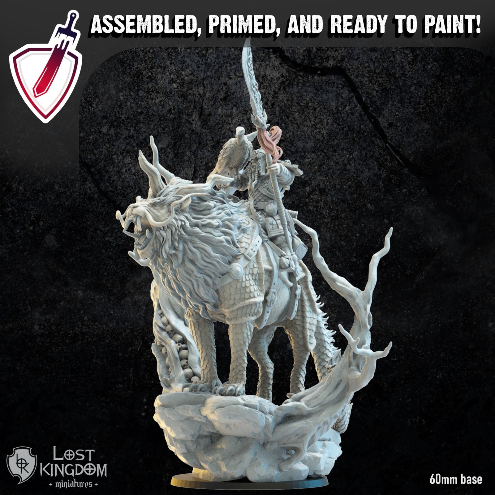 Gonghis Khan on Nian | Miniature by Lost Kingdom | Resin Mini For Tabletop Gaming, D&D, Pathfinder, Wargames, Painting | Assembled + Primed - Brush and Battle