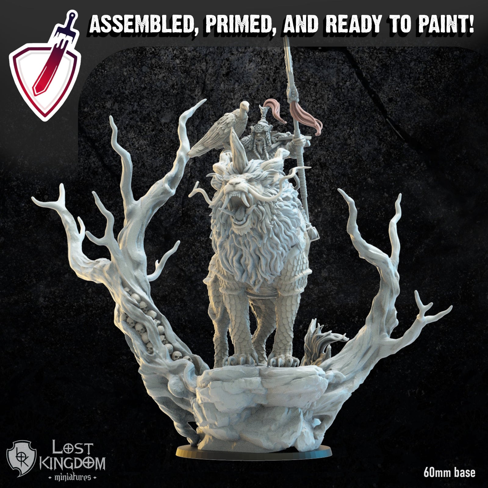 Gonghis Khan on Nian | Miniature by Lost Kingdom | Resin Mini For Tabletop Gaming, D&D, Pathfinder, Wargames, Painting | Assembled + Primed - Brush and Battle