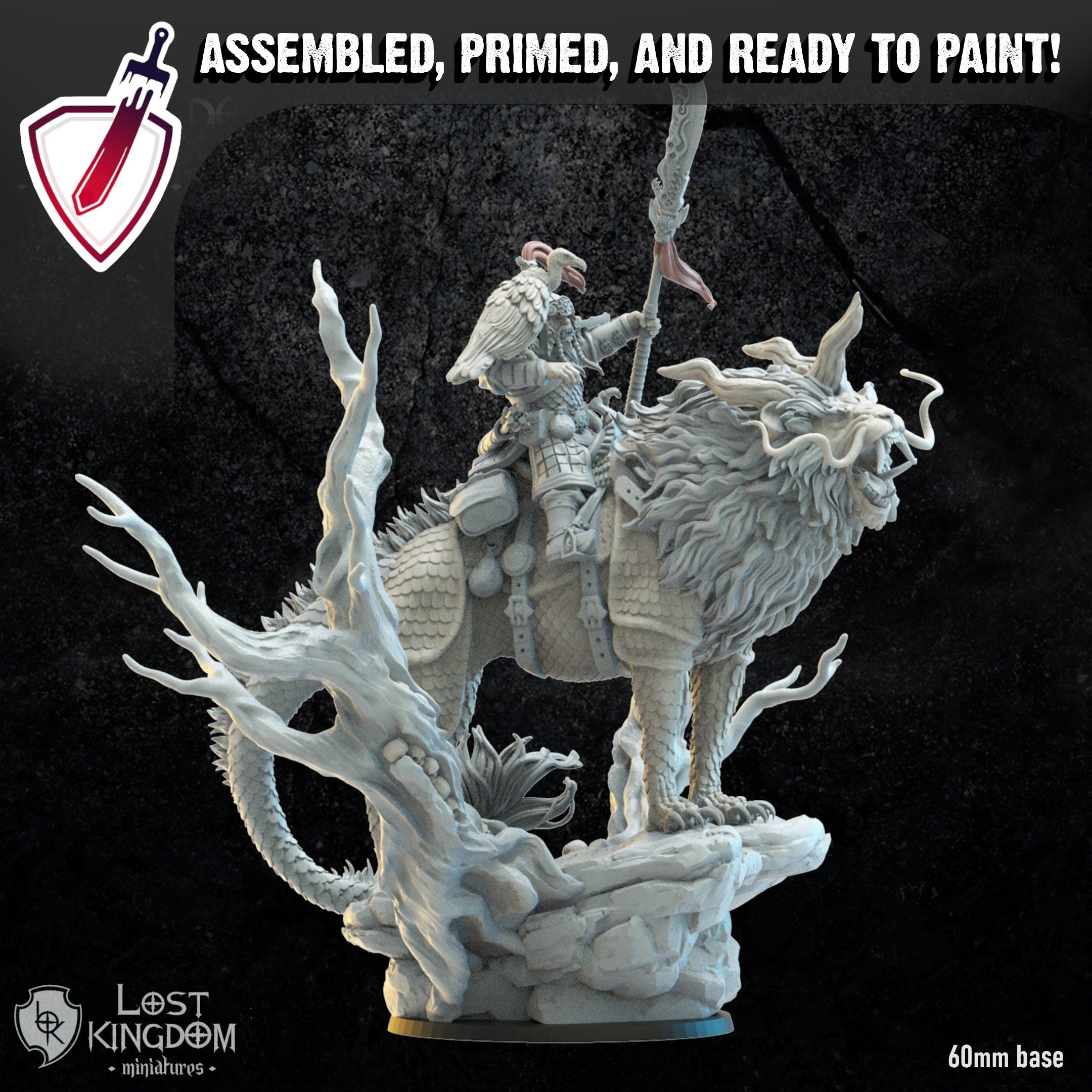 Gonghis Khan on Nian | Miniature by Lost Kingdom | Resin Mini For Tabletop Gaming, D&D, Pathfinder, Wargames, Painting | Assembled + Primed - Brush and Battle