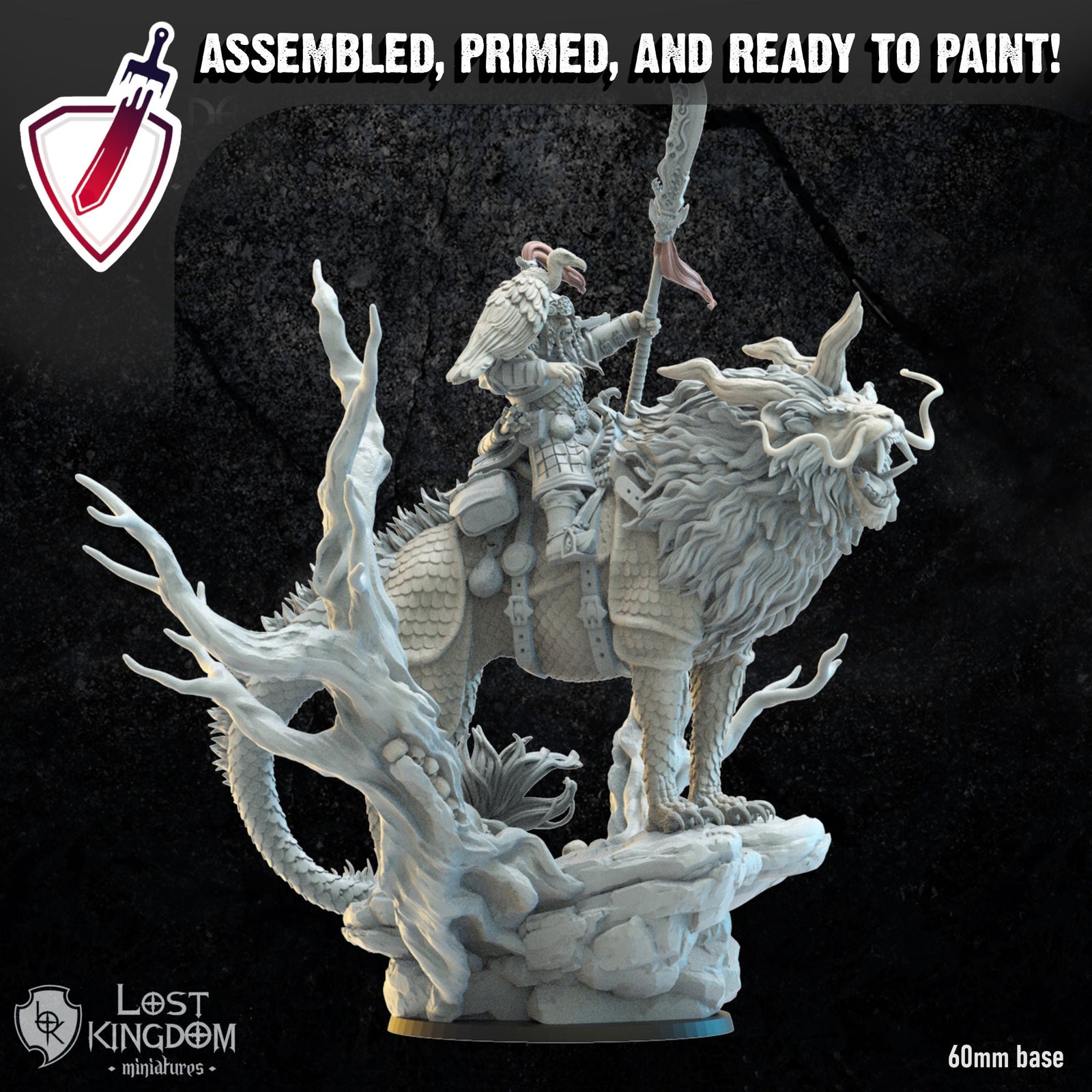 Gonghis Khan on Nian | Miniature by Lost Kingdom | Resin Mini For Tabletop Gaming, D&D, Pathfinder, Wargames, Painting | Assembled + Primed - Brush and Battle