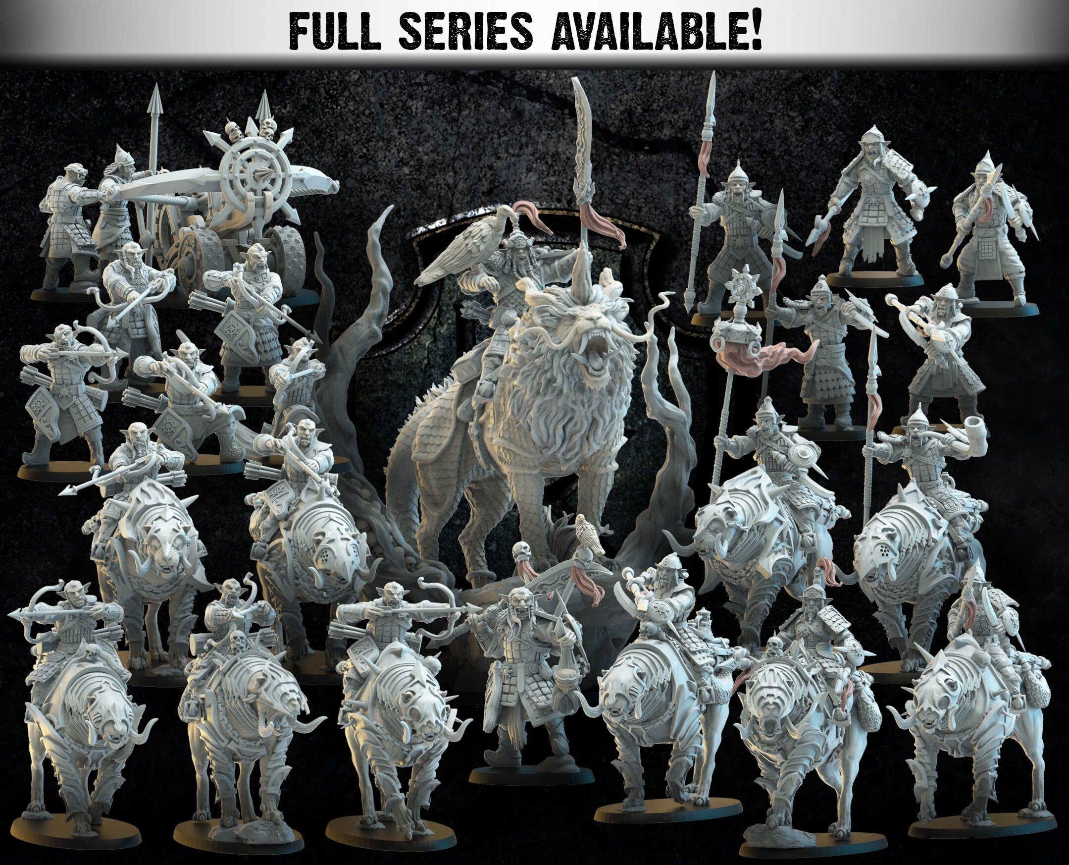 Mounted Mongobbo Spearmen | Miniatures by Lost Kingdom | For Tabletop Gaming, D&D, Pathfinder, Wargames, and Painting | Assembled and Primed - Brush and Battle