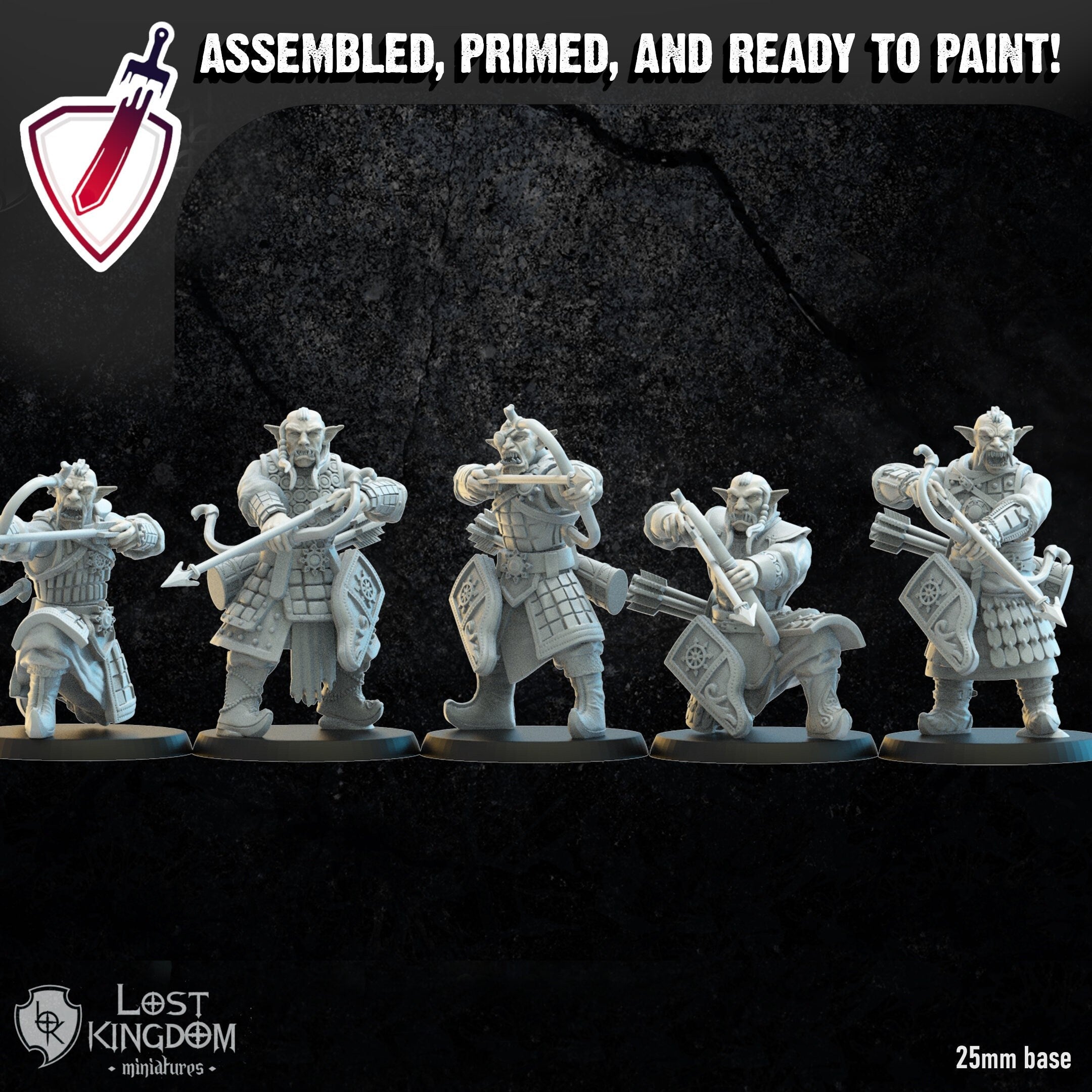 Mongobbo Bowmen | Miniatures by Lost Kingdom | Resin Mini For Tabletop Gaming, D&D, Pathfinder, Wargames, Painting | Assembled and Primed - Brush and Battle