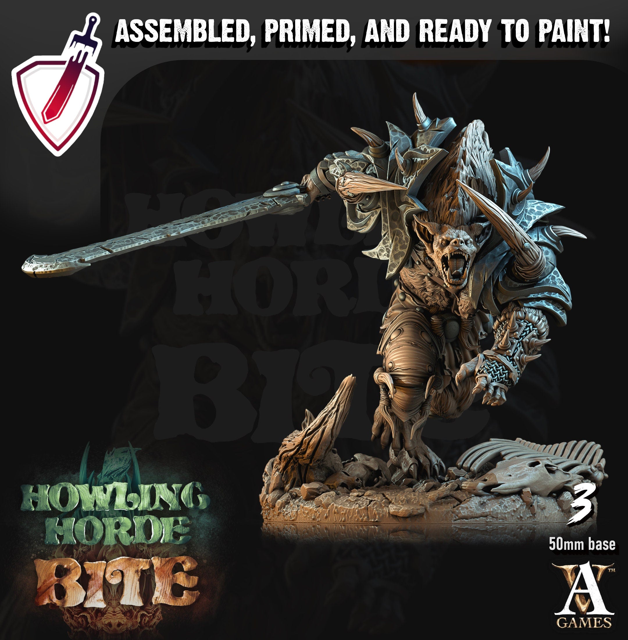 Gnoll Brutes | Miniatures by Archvillain Games | Resin Mini for Tabletop Gaming, D&D, Pathfinder, and Painting | Assembled and Primed - Brush and Battle