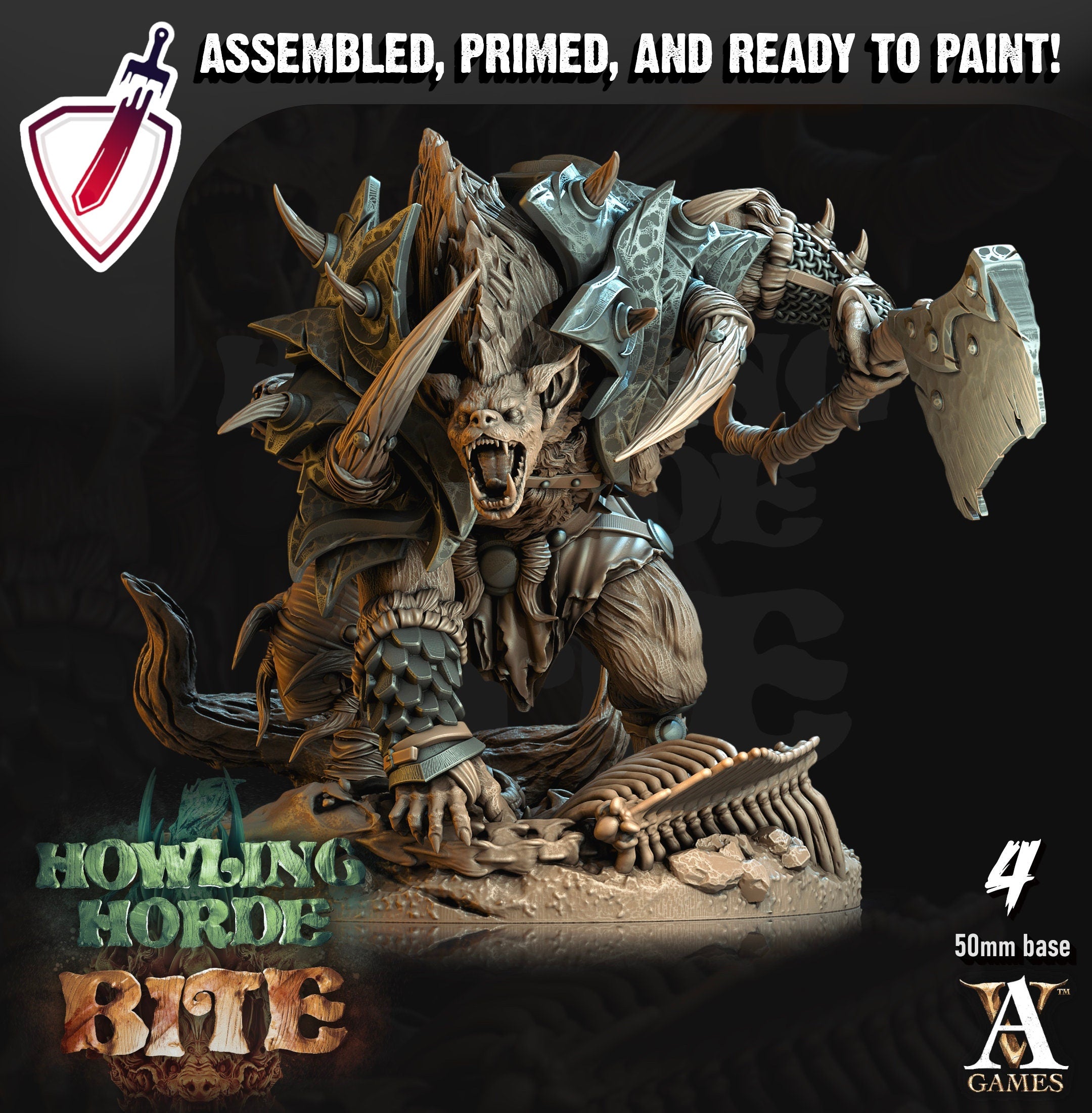 Gnoll Brutes | Miniatures by Archvillain Games | Resin Mini for Tabletop Gaming, D&D, Pathfinder, and Painting | Assembled and Primed - Brush and Battle