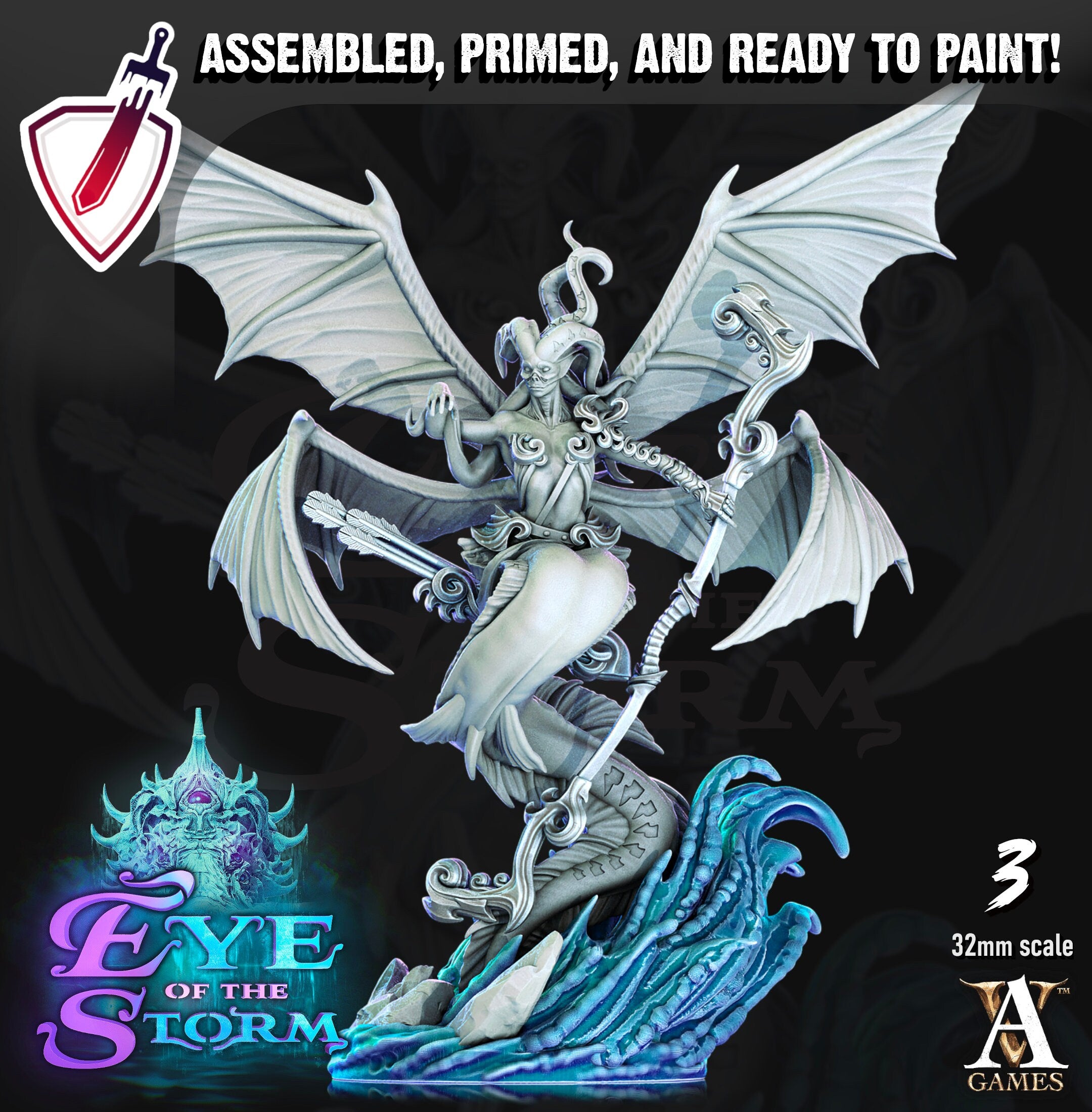 Storm Sirens | Miniatures by Archvillain Games | Resin Mini for Tabletop Gaming, D&D, Pathfinder, and Painting | Assembled and Primed - Brush and Battle