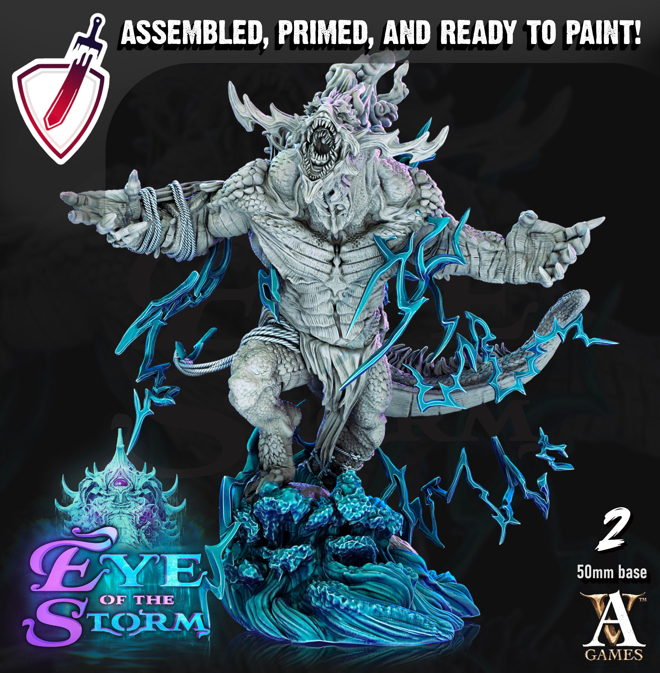 Storm Trolls | Miniatures by Archvillain Games | Resin Mini for Tabletop Gaming, D&D, Pathfinder, and Painting | Assembled and Primed - Brush and Battle