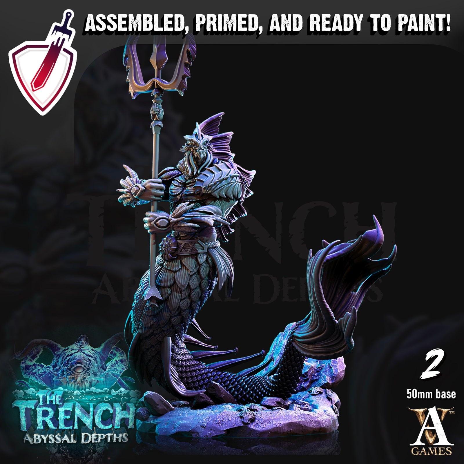 Merrows | Miniatures by Archvillain Games | Resin Mini for Tabletop Gaming, D&D, Pathfinder, and Painting | Assembled and Primed - Brush and Battle