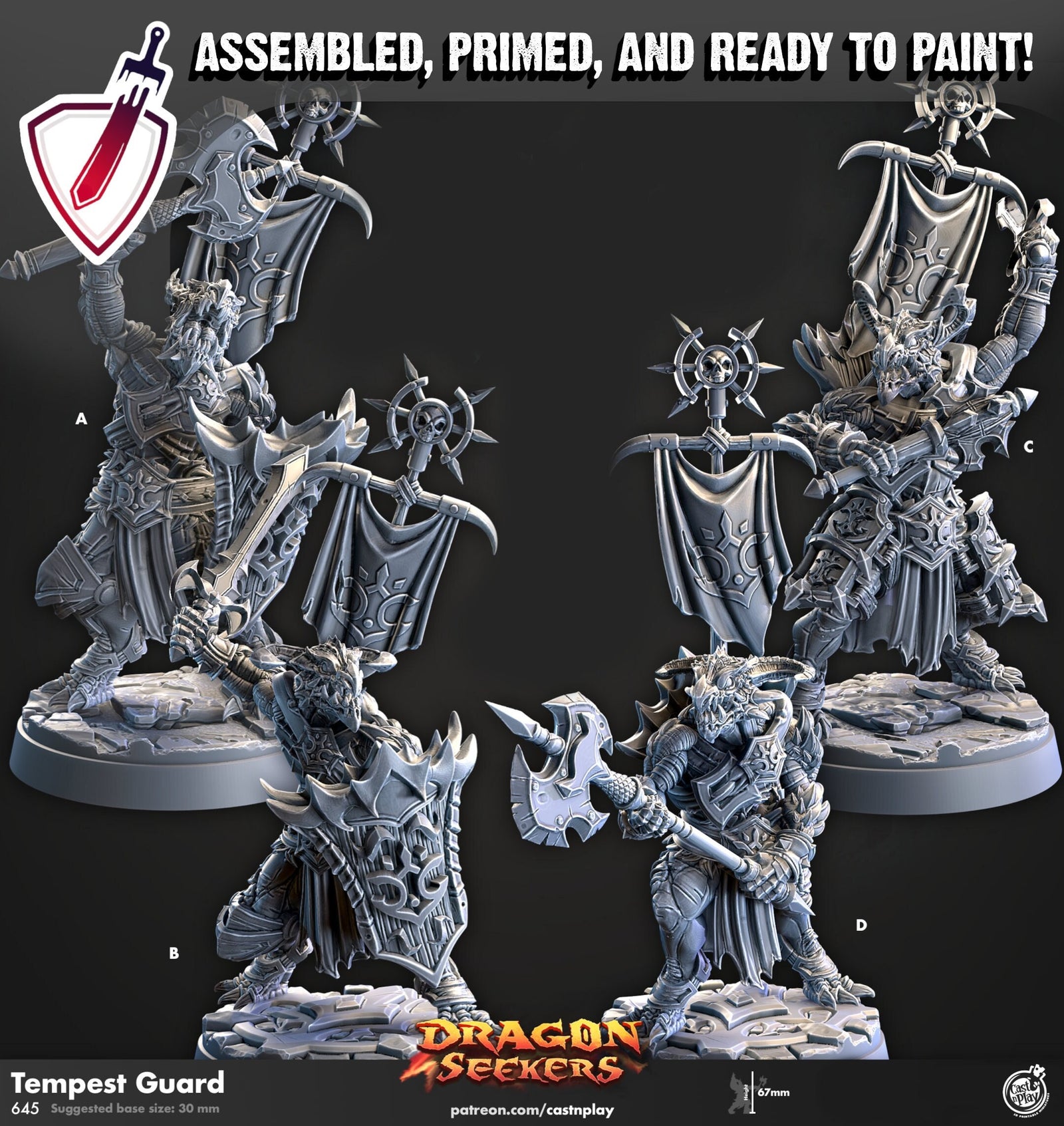 Tempest Guard | Miniatures by Cast n Play | Resin Mini For Tabletop Gaming, D&D, Pathfinder, and Painting | Assembled and Primed - Brush and Battle