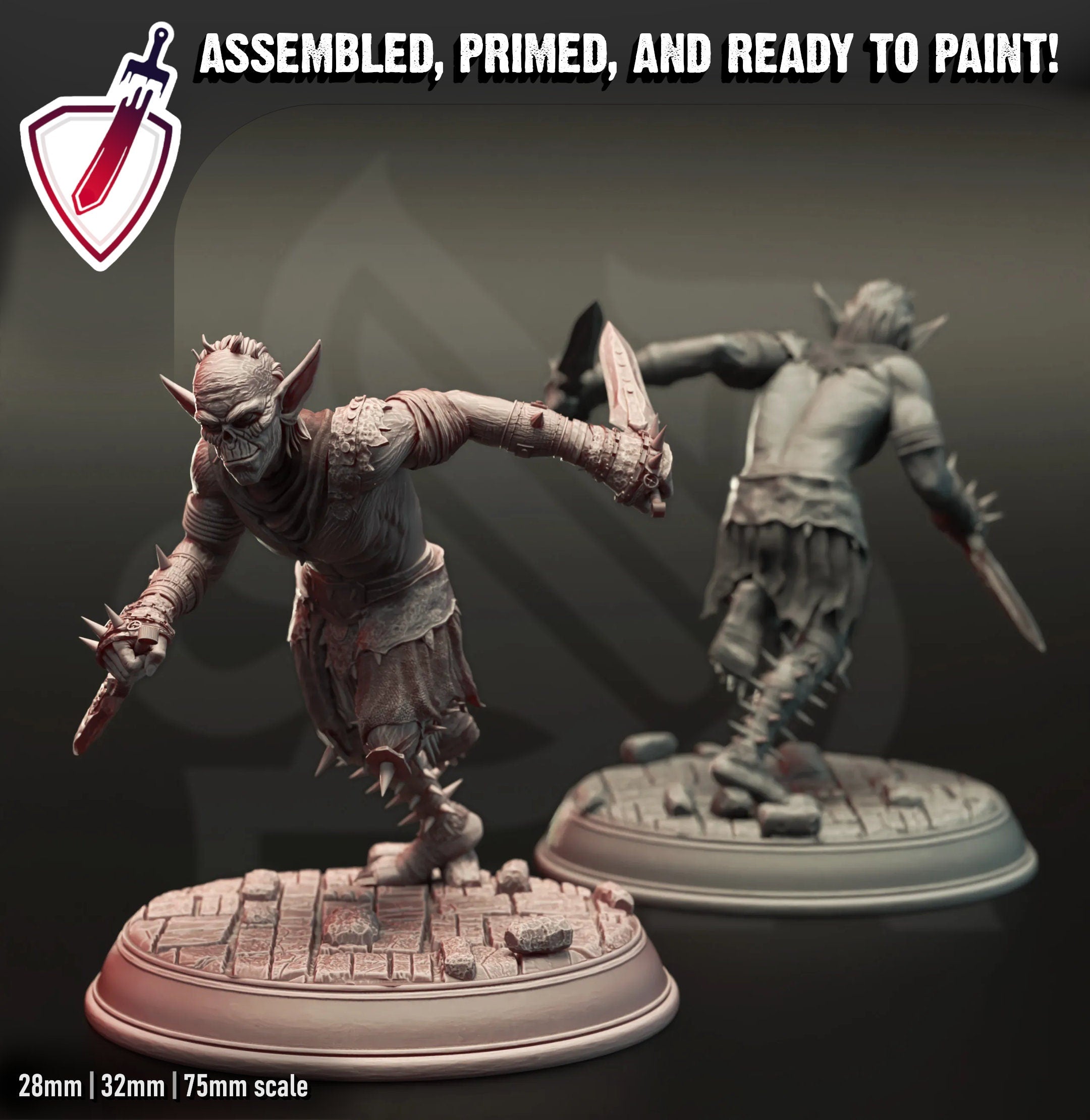 Gobz of War | Miniatures by DM Stash | Resin Mini For Tabletop Gaming, D&D, Pathfinder, and Painting | Assembled and Primed - Brush and Battle