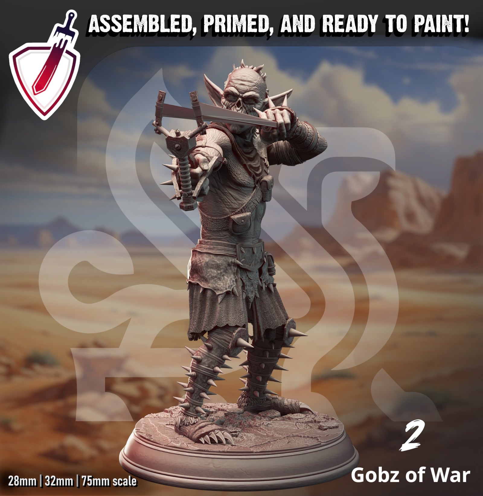 Gobz of War | Miniatures by DM Stash | Resin Mini For Tabletop Gaming, D&D, Pathfinder, and Painting | Assembled and Primed - Brush and Battle