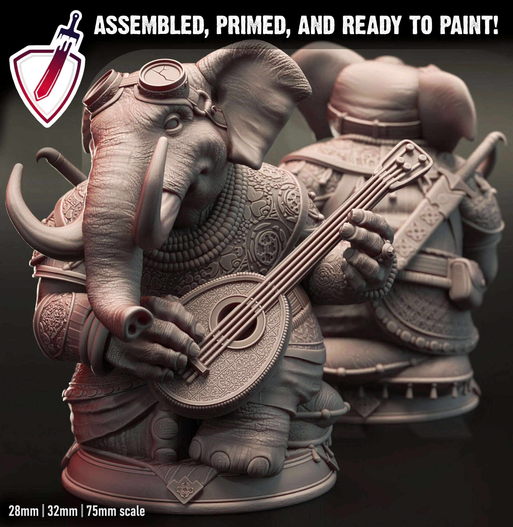 Mahogany – Ivory Bard | Miniature by DM Stash | Resin Mini For Tabletop Gaming, D&D, Pathfinder, and Painting | Assembled and Primed - Brush and Battle