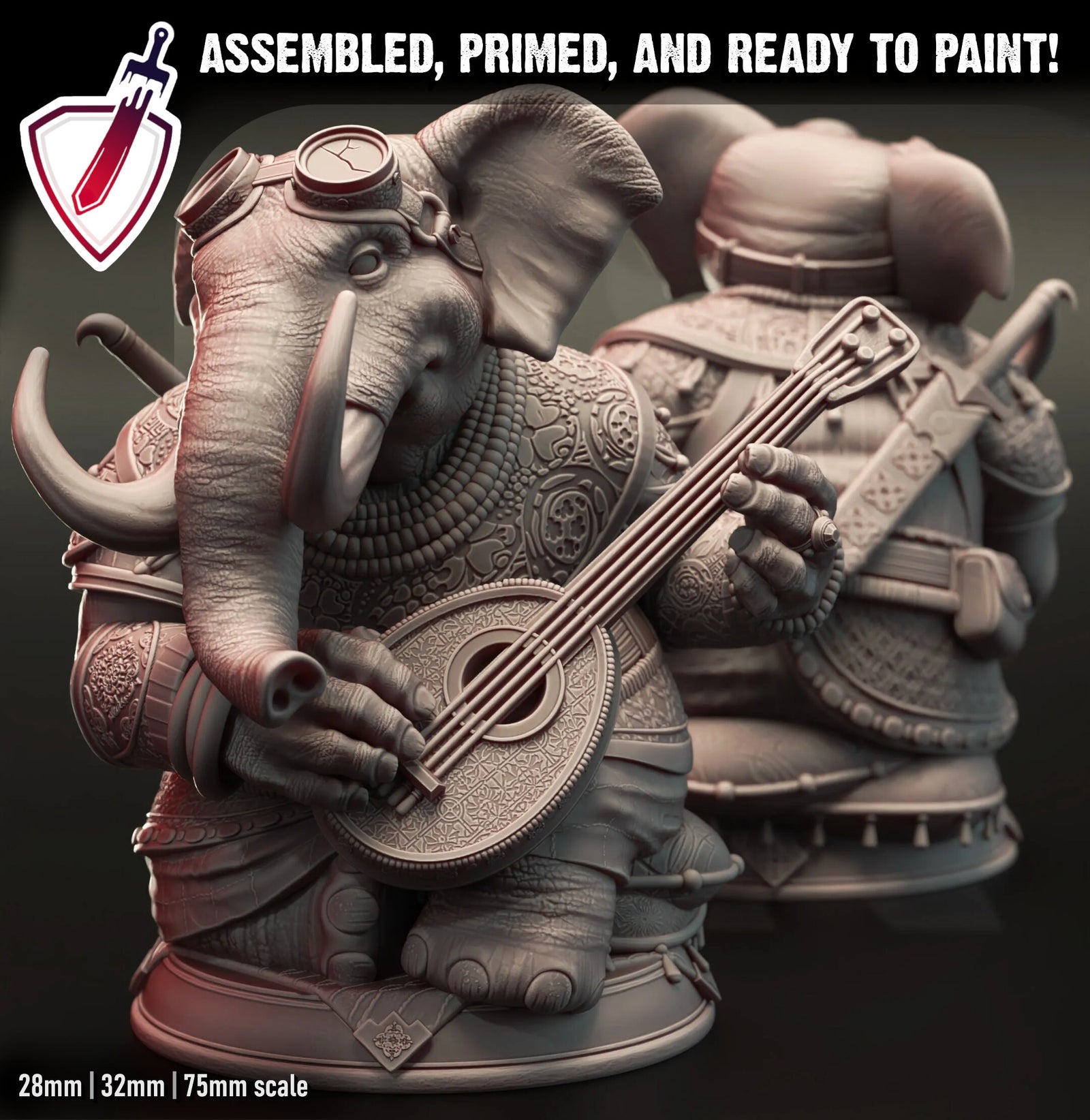 Mahogany – Ivory Bard | Miniature by DM Stash | Resin Mini For Tabletop Gaming, D&D, Pathfinder, and Painting | Assembled and Primed - Brush and Battle