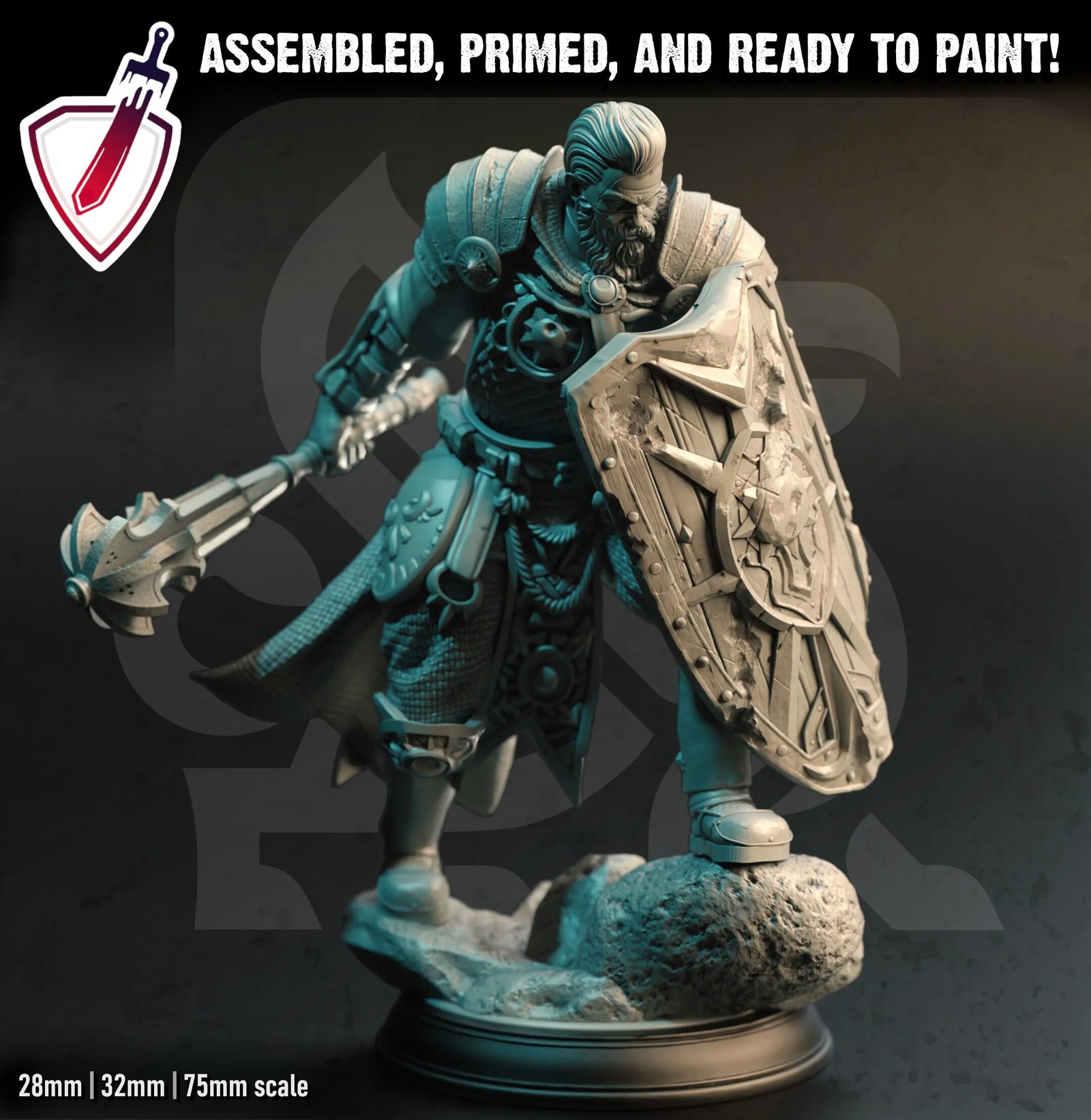 Champion of the Radiant Dawn – Arekus | Miniature by DM Stash | For Tabletop Gaming, D&D, Pathfinder, Painting | Assembled and Primed - Brush and Battle