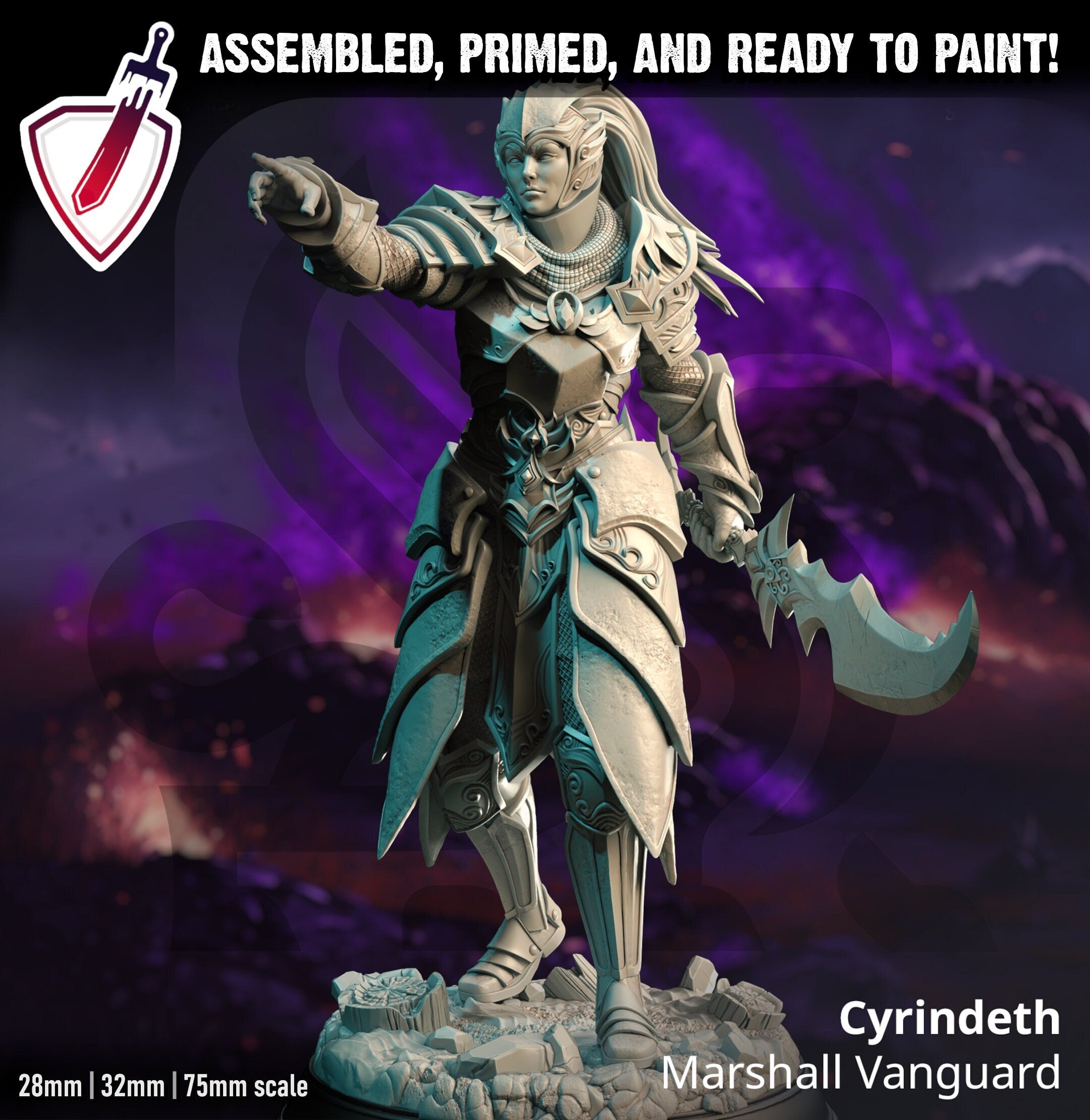 Cyrindeth – Marshall Vanguard | Miniature by DM Stash | Resin Mini For Tabletop Gaming, D&D, Pathfinder, and Painting | Assembled and Primed - Brush and Battle