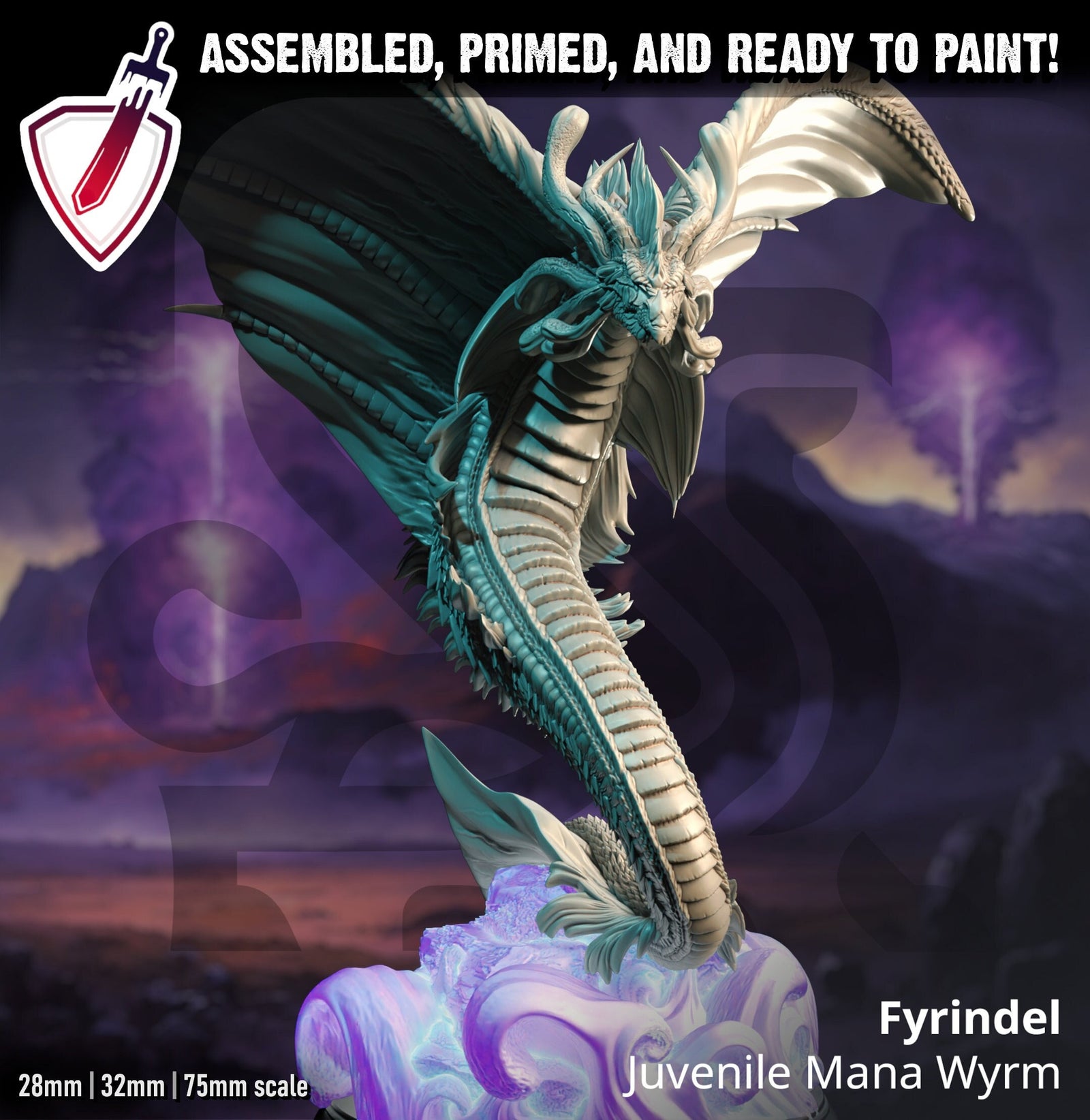 Fyrindel – Juvenile Mana Wyrm | Miniature by DM Stash | Resin Mini For Tabletop Gaming, D&D, Pathfinder, and Painting | Assembled and Primed - Brush and Battle