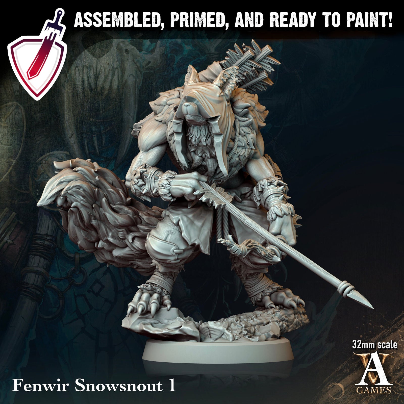 Fenwir Snowsnout | Miniatures by Archvillain Games | Resin Mini for Tabletop Gaming, D&D, Pathfinder, and Painting | Assembled and Primed - Brush and Battle