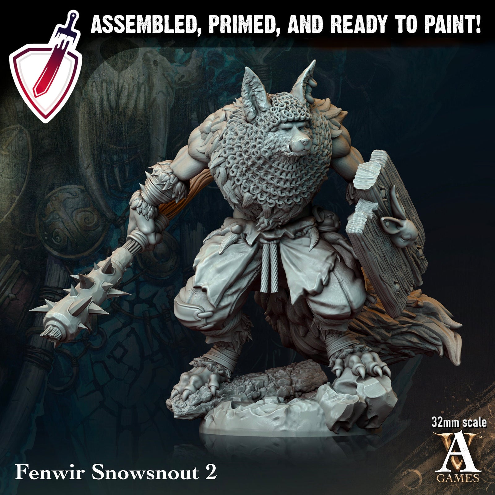 Fenwir Snowsnout | Miniatures by Archvillain Games | Resin Mini for Tabletop Gaming, D&D, Pathfinder, and Painting | Assembled and Primed - Brush and Battle