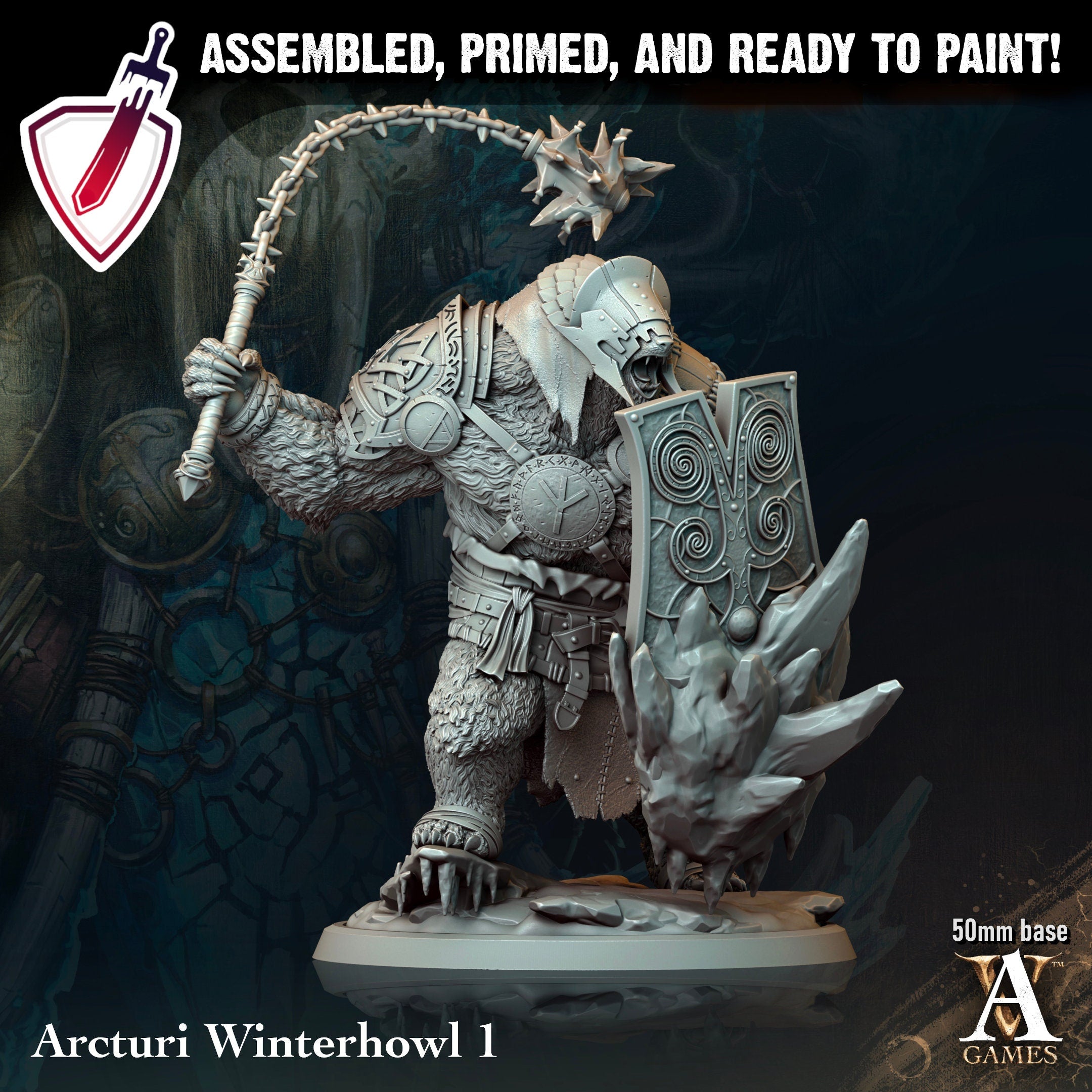 Arcturi Winterhowl | Miniatures by Archvillain Games | Resin Mini for Tabletop Gaming, D&D, Pathfinder, and Painting | Assembled and Primed - Brush and Battle