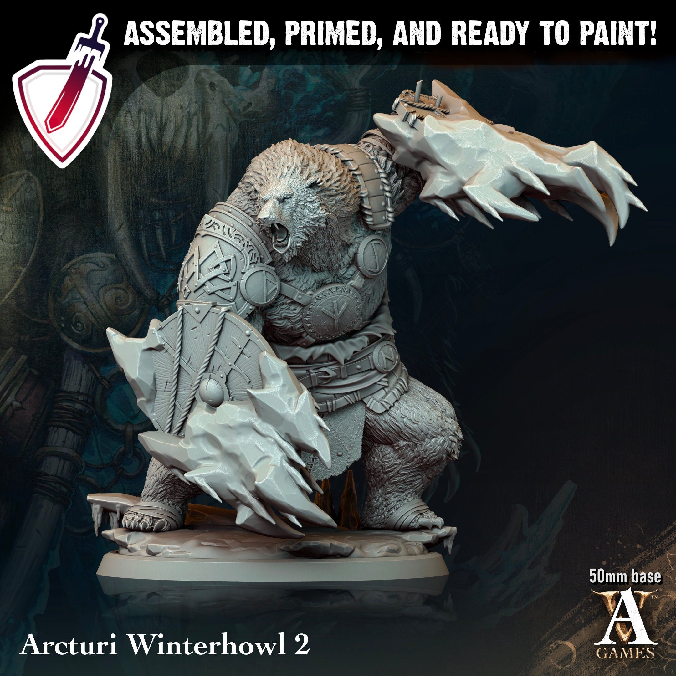 Arcturi Winterhowl | Miniatures by Archvillain Games | Resin Mini for Tabletop Gaming, D&D, Pathfinder, and Painting | Assembled and Primed - Brush and Battle