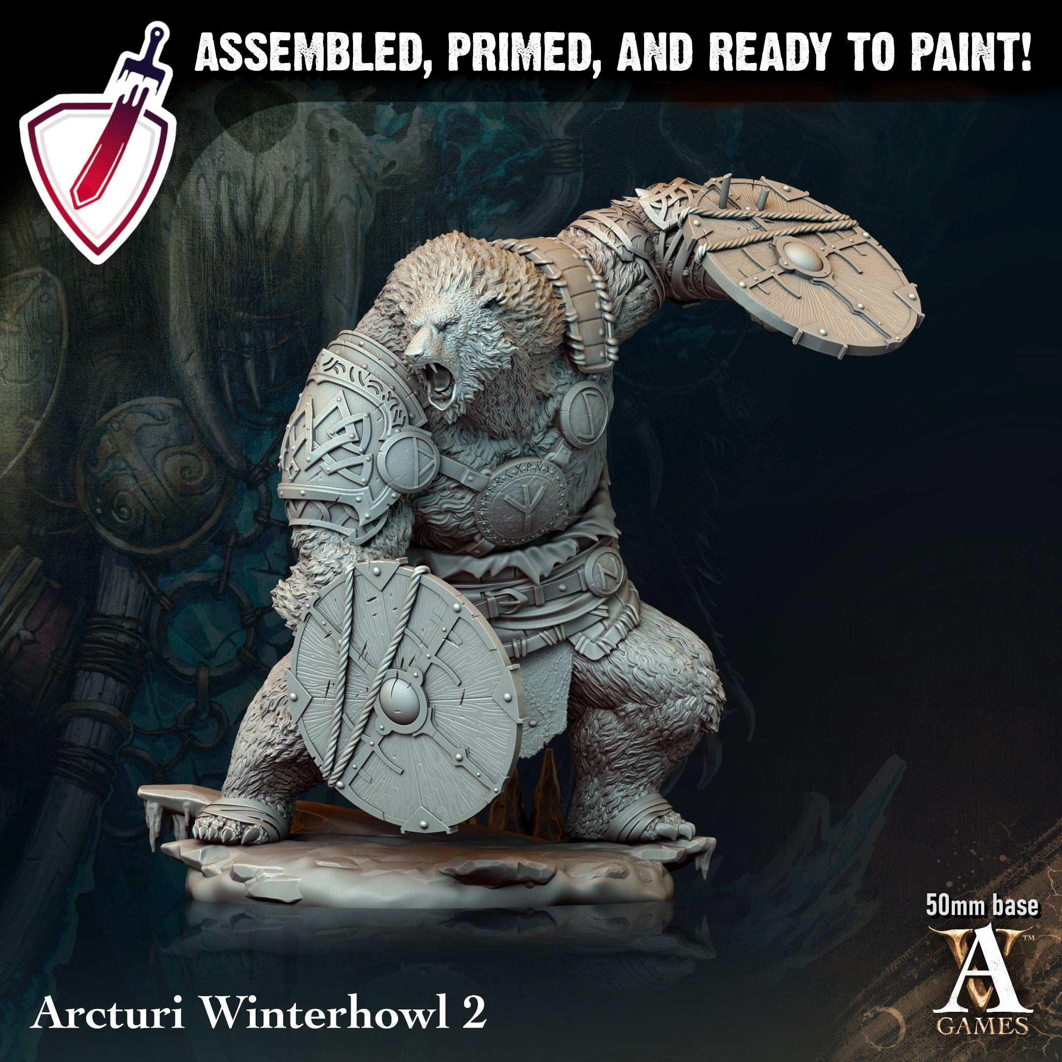 Arcturi Winterhowl | Miniatures by Archvillain Games | Resin Mini for Tabletop Gaming, D&D, Pathfinder, and Painting | Assembled and Primed - Brush and Battle