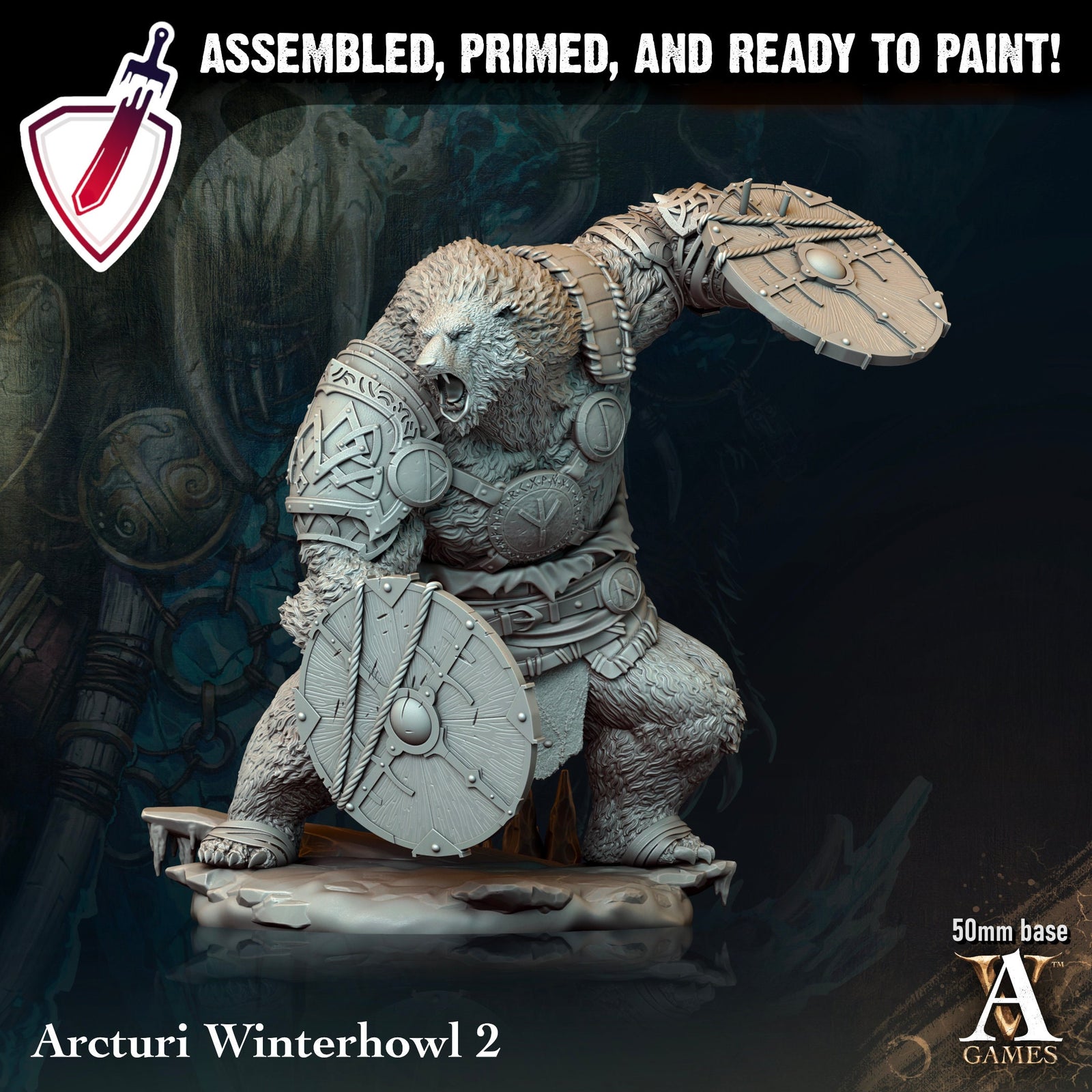 Arcturi Winterhowl | Miniatures by Archvillain Games | Resin Mini for Tabletop Gaming, D&D, Pathfinder, and Painting | Assembled and Primed - Brush and Battle