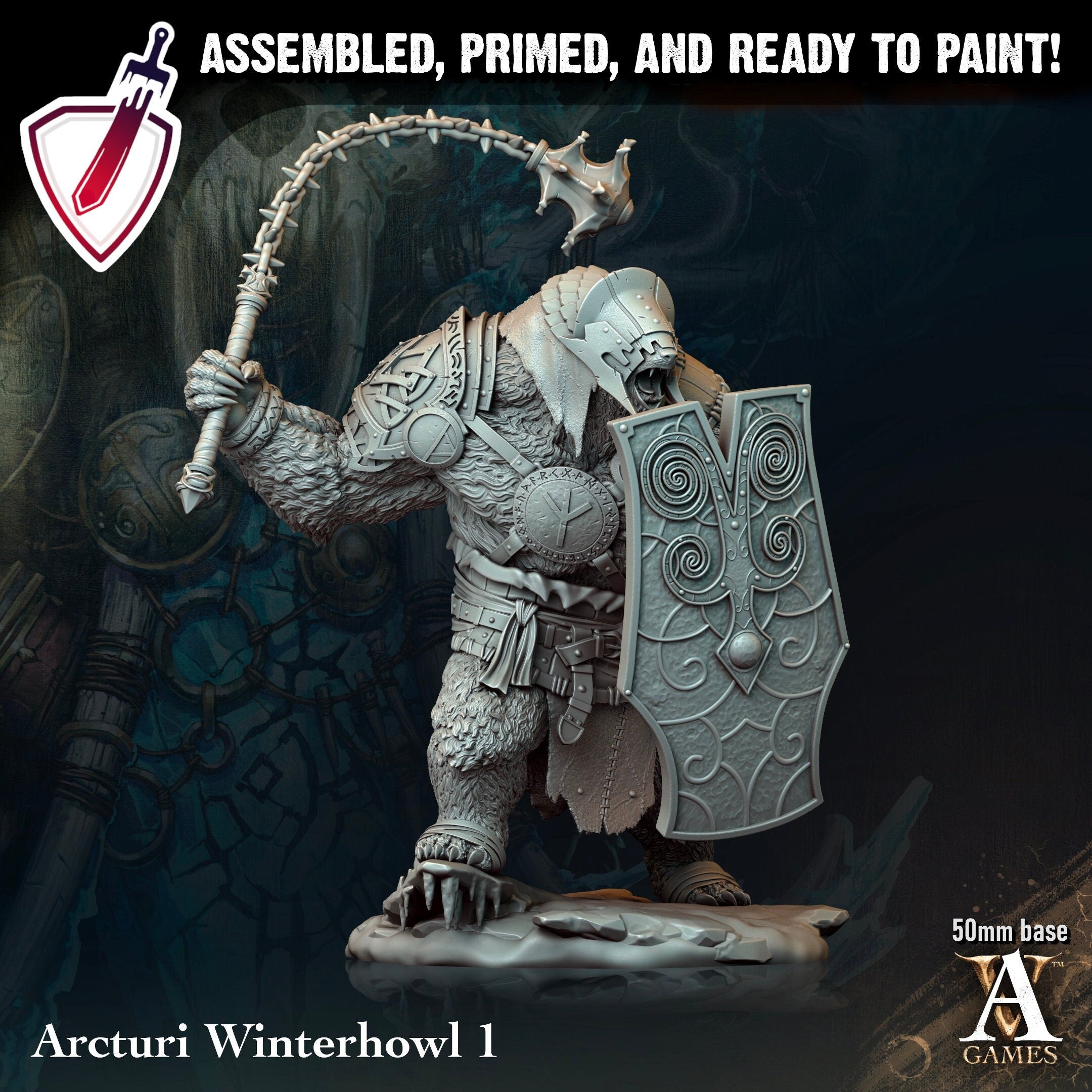 Arcturi Winterhowl | Miniatures by Archvillain Games | Resin Mini for Tabletop Gaming, D&D, Pathfinder, and Painting | Assembled and Primed - Brush and Battle