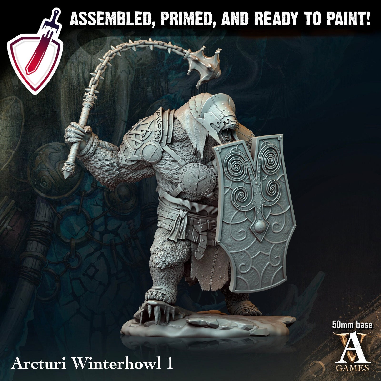 Arcturi Winterhowl | Miniatures by Archvillain Games | Resin Mini for Tabletop Gaming, D&D, Pathfinder, and Painting | Assembled and Primed - Brush and Battle