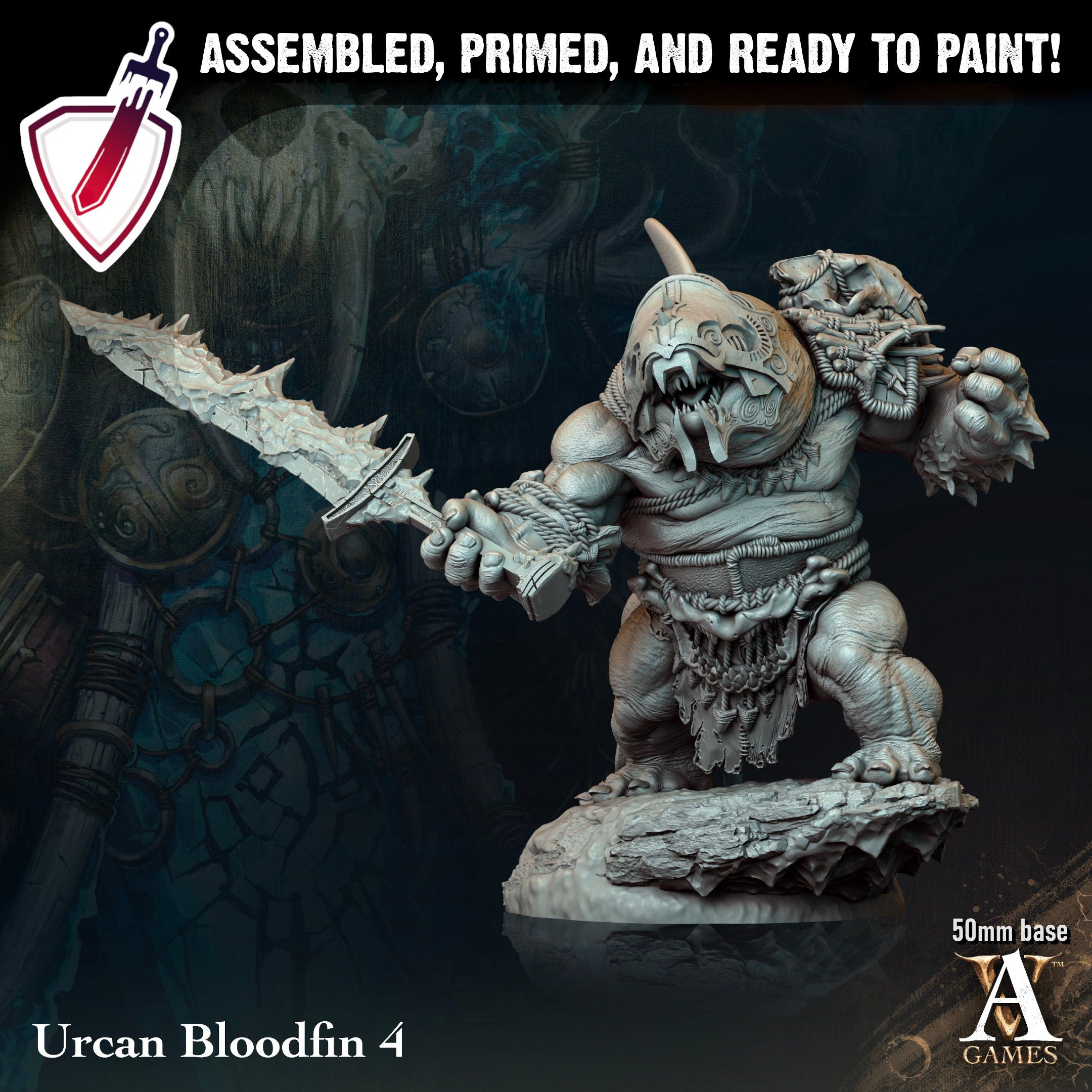 Urcan Bloodfins | Miniatures by Archvillain Games | Resin Mini for Tabletop Gaming, D&D, Pathfinder, and Painting | Assembled and Primed - Brush and Battle