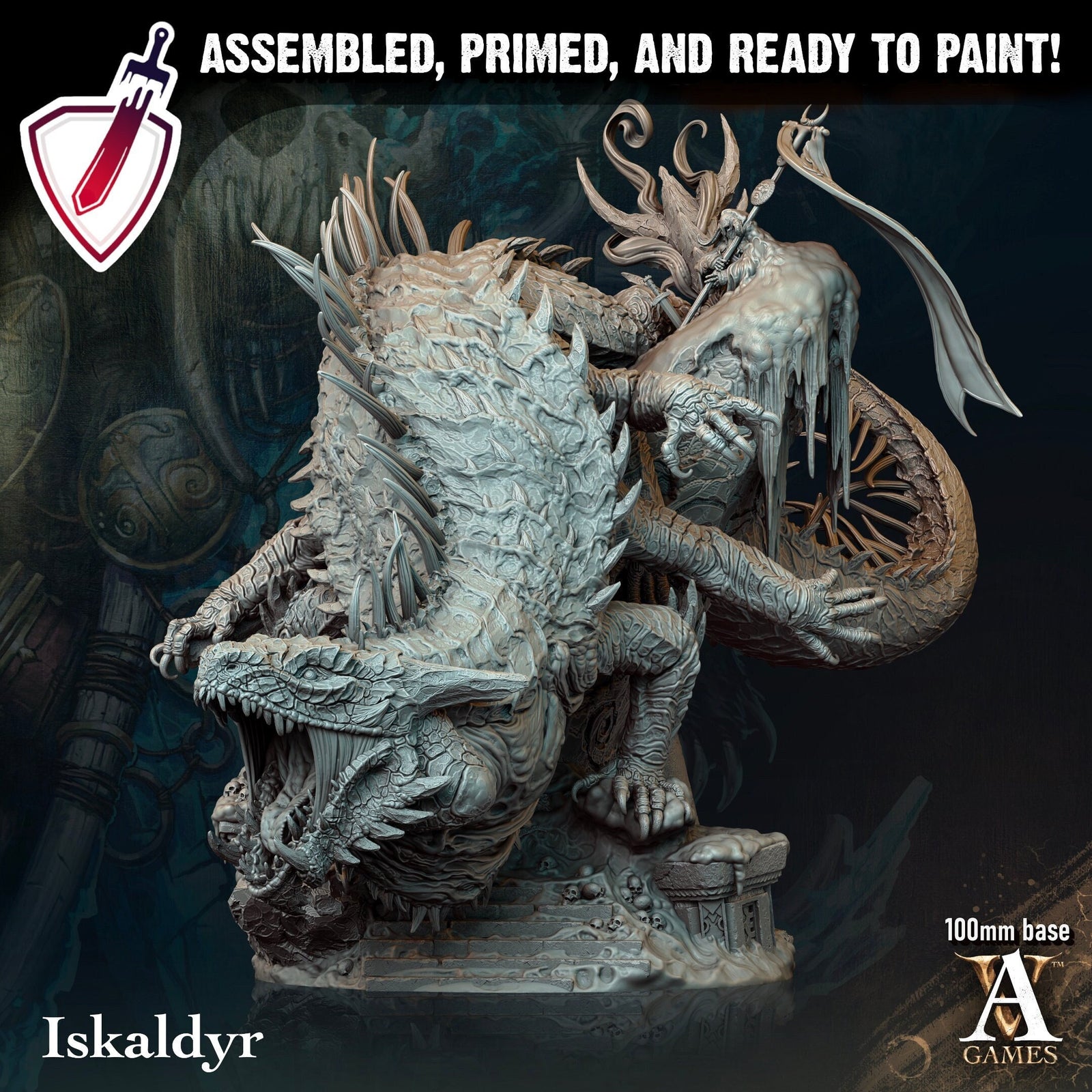 Iskaldyr | (Massive) Miniature by Archvillain Games | For Tabletop Gaming, D&D, Pathfinder, Wargames, and Painting | Assembled and Primed - Brush and Battle