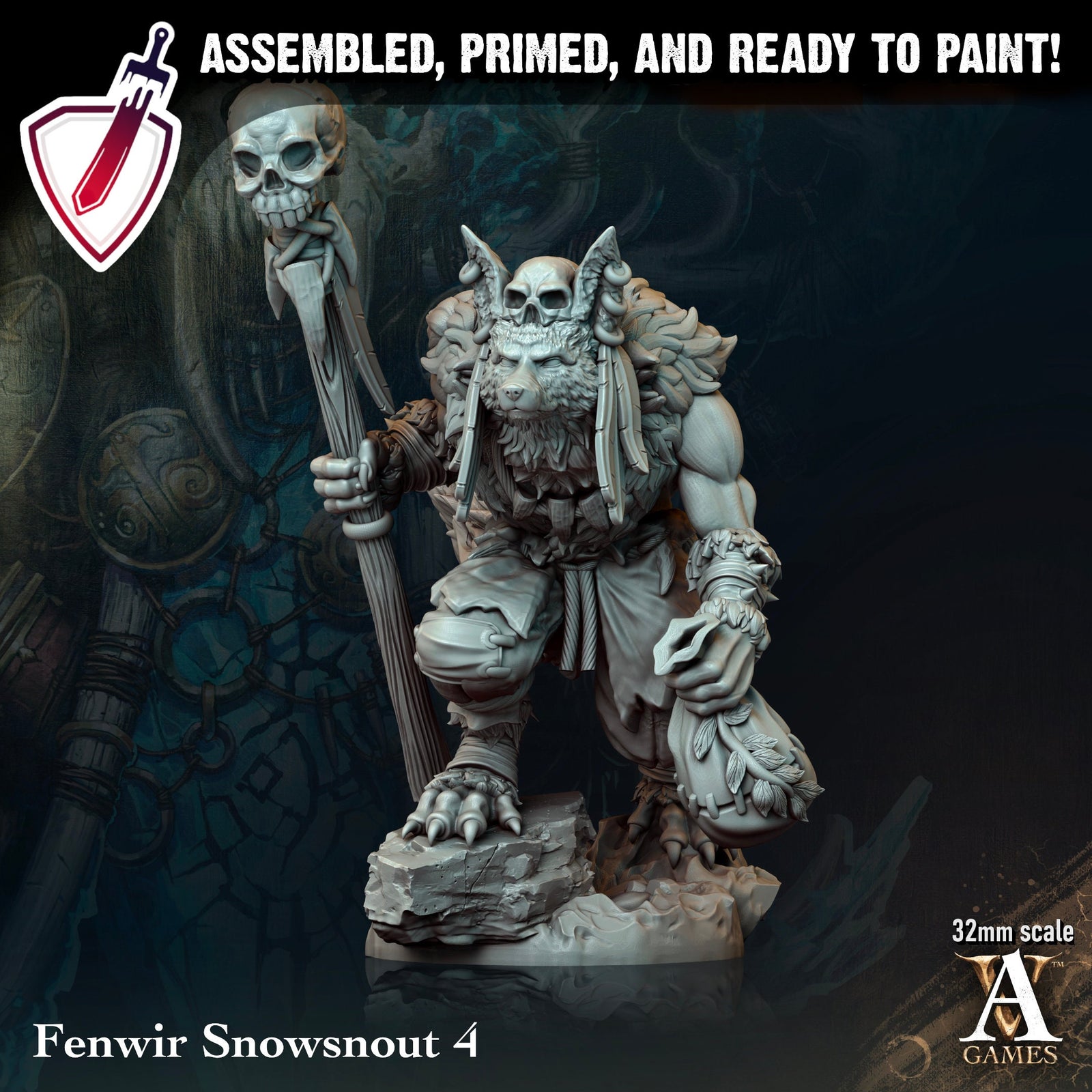 Fenwir Snowsnout | Miniatures by Archvillain Games | Resin Mini for Tabletop Gaming, D&D, Pathfinder, and Painting | Assembled and Primed - Brush and Battle