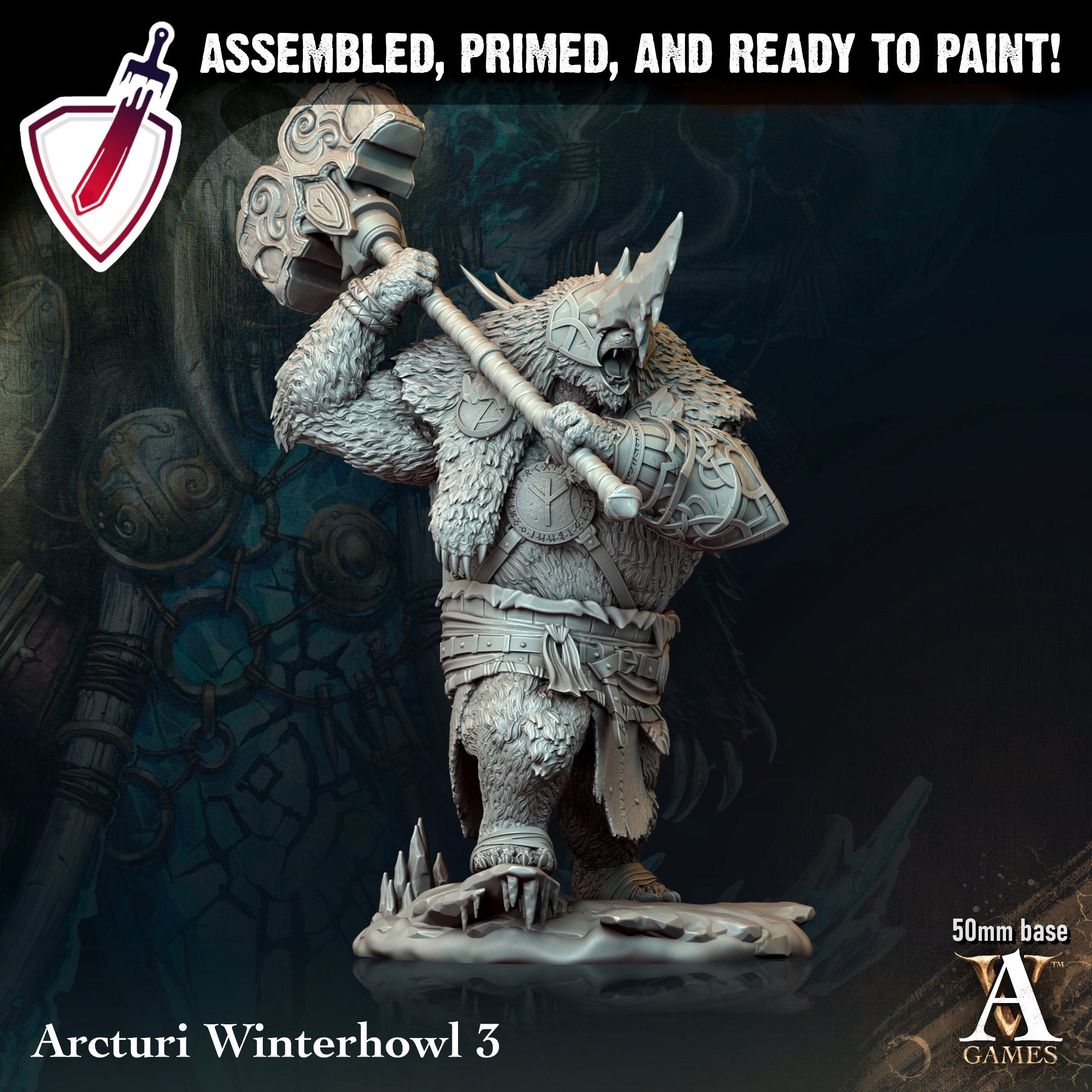 Arcturi Winterhowl | Miniatures by Archvillain Games | Resin Mini for Tabletop Gaming, D&D, Pathfinder, and Painting | Assembled and Primed - Brush and Battle