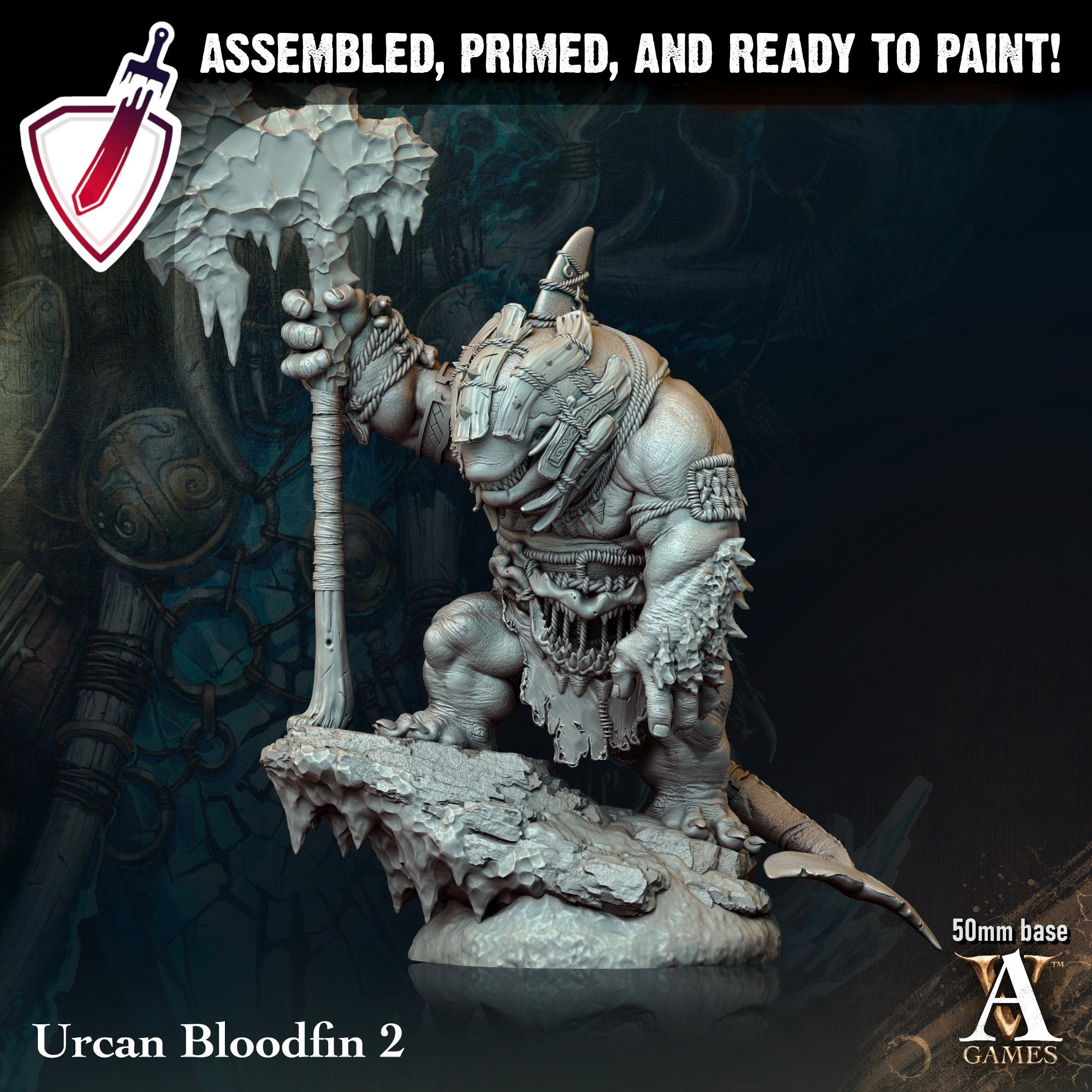 Urcan Bloodfins | Miniatures by Archvillain Games | Resin Mini for Tabletop Gaming, D&D, Pathfinder, and Painting | Assembled and Primed - Brush and Battle