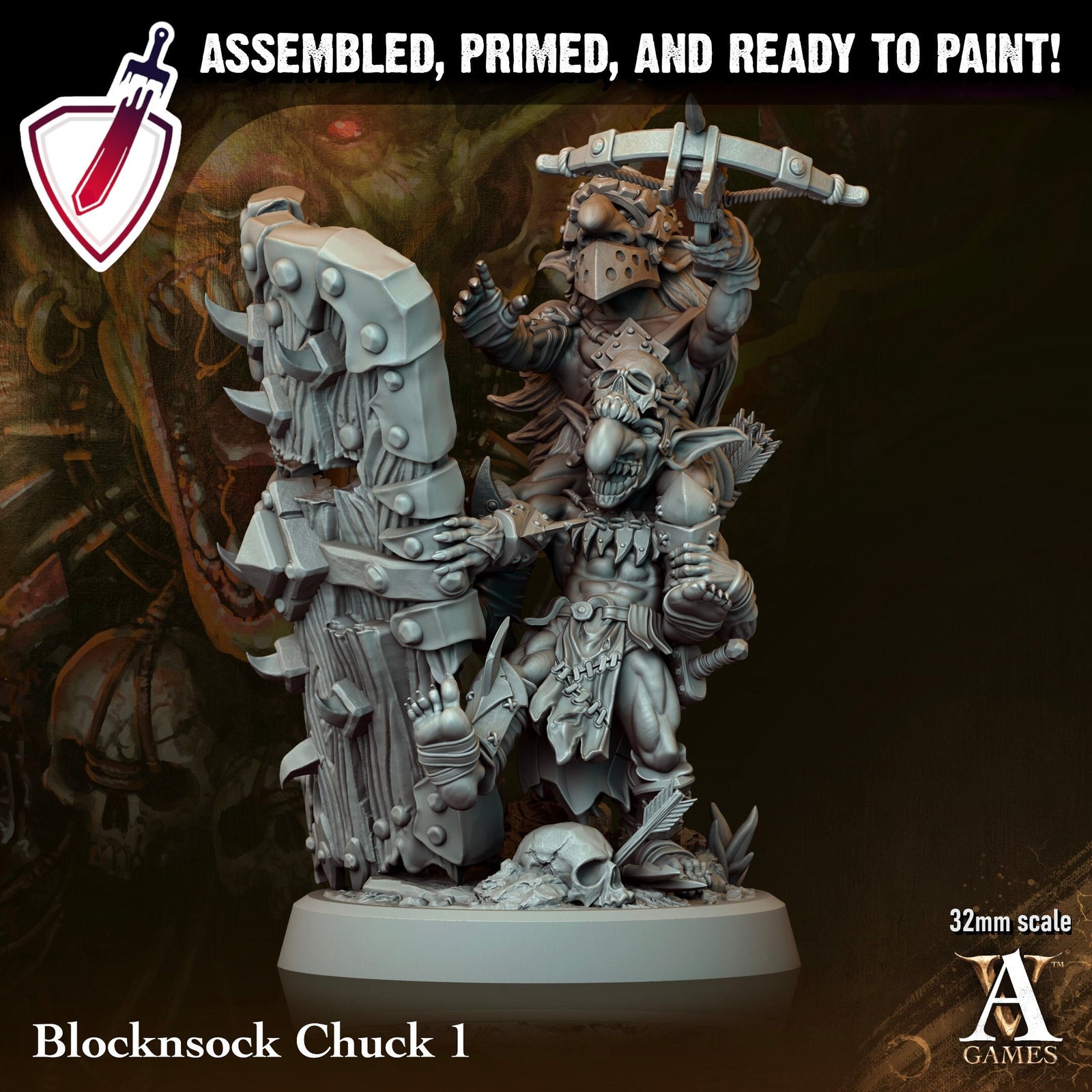 Blocknsock Chucks | Miniatures by Archvillain Games | Resin Mini for Tabletop Gaming, D&D, Pathfinder, and Painting | Assembled and Primed - Brush and Battle