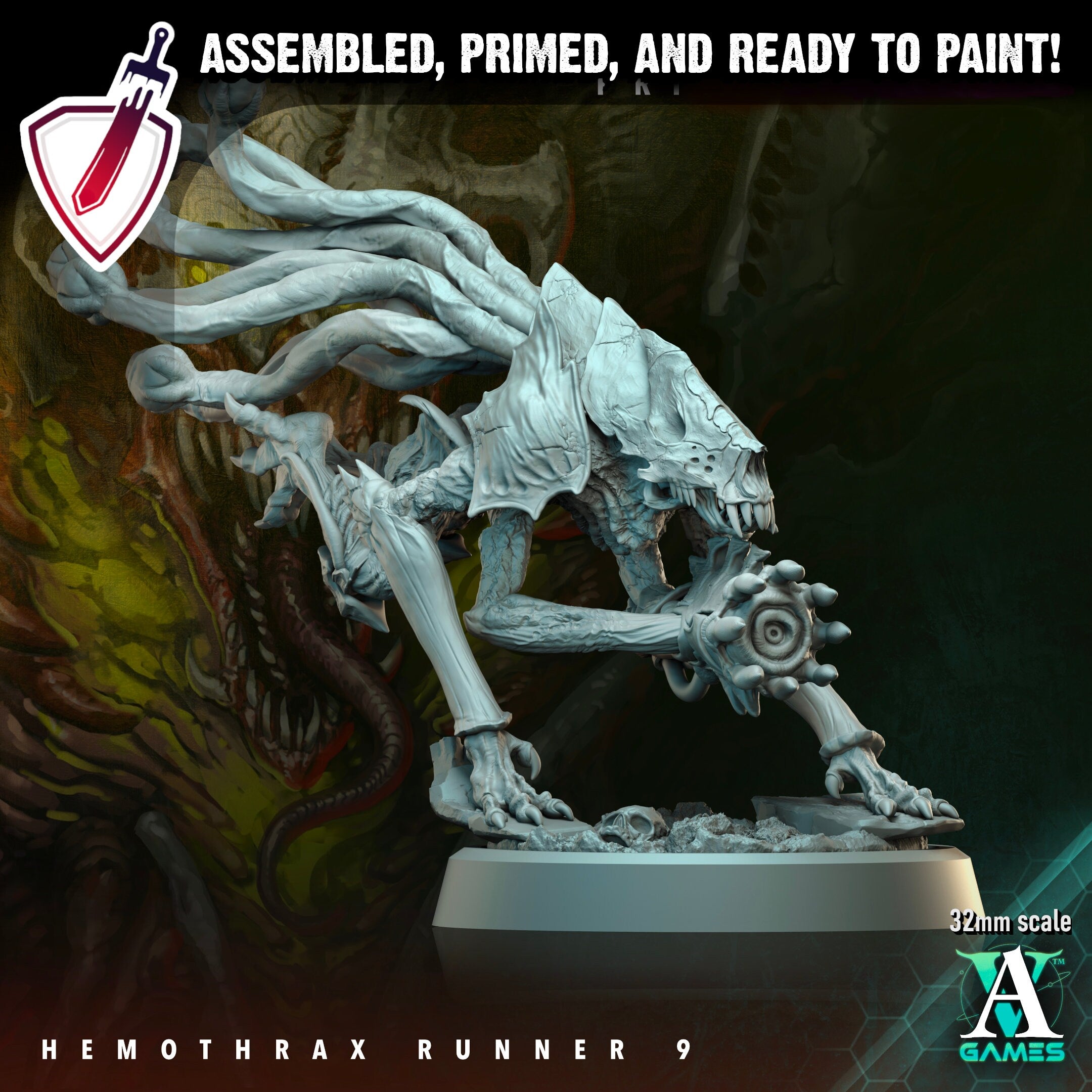 Hemothrax Runners (6-10) | Miniatures by Archvillain Games | Resin Mini for Tabletop Gaming, D&D, Wargaming, Painting | Assembled and Primed - Brush and Battle