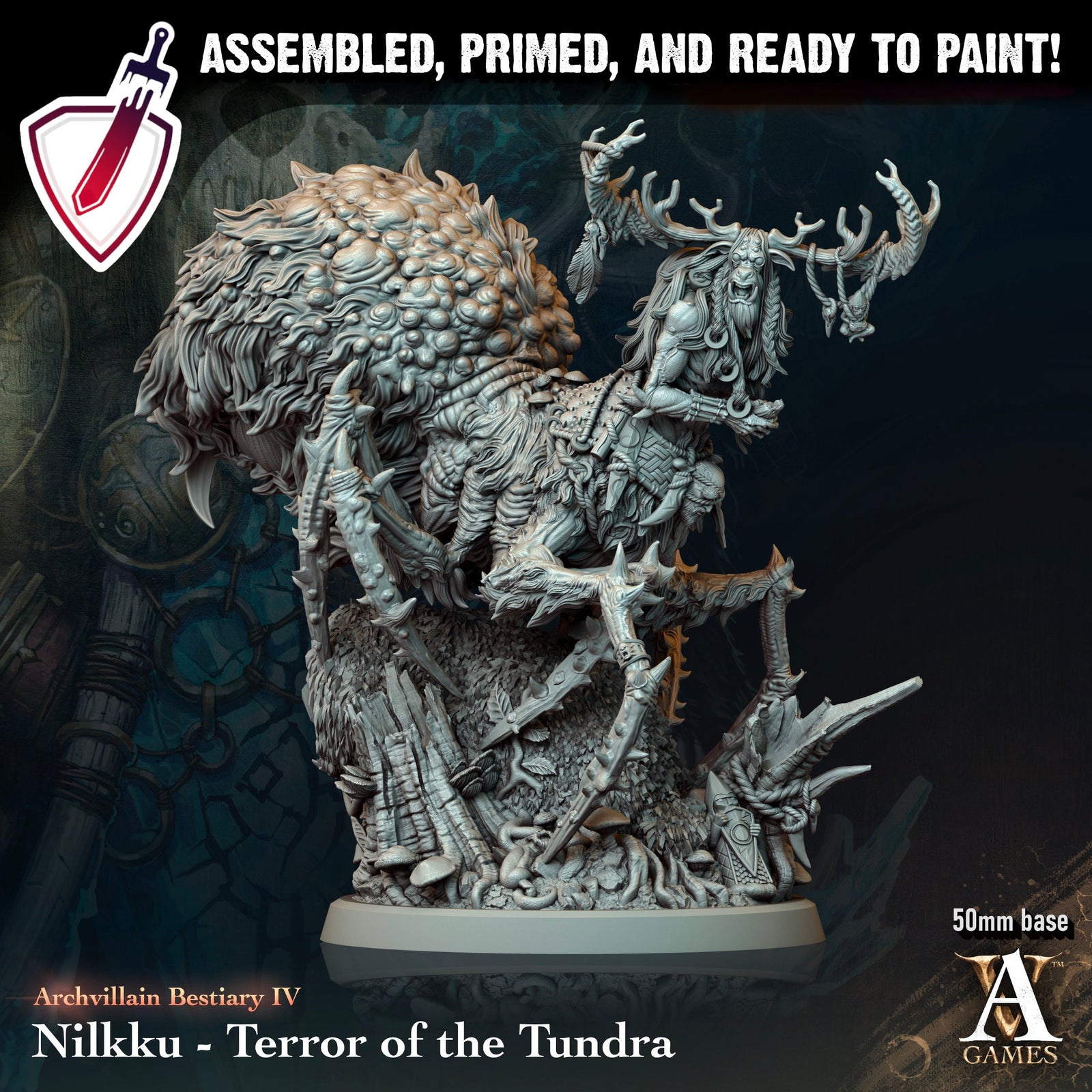 Nilkku | Miniature by Archvillain Games | Resin Mini for Tabletop Gaming, D&D, Pathfinder, and Painting | Assembled and Primed - Brush and Battle