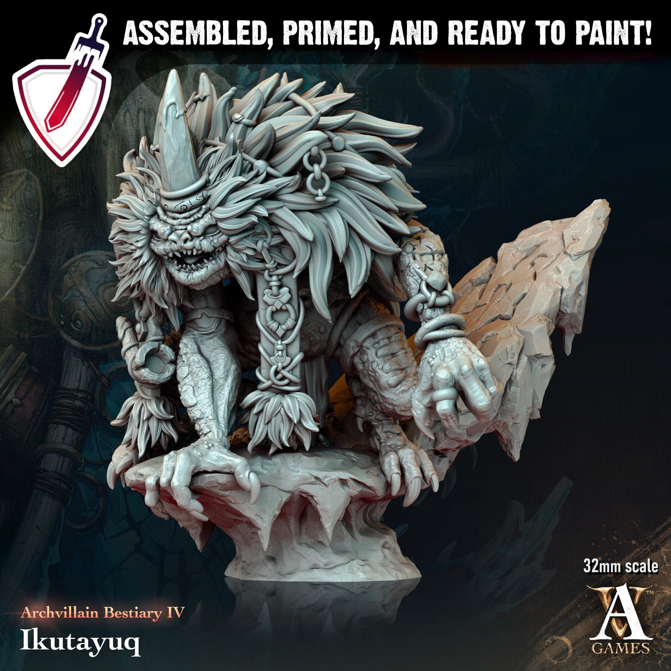 Ikutayuq | Miniature by Archvillain Games | Resin Mini for Tabletop Gaming, D&D, Pathfinder, Painting | Assembled and Primed - Brush and Battle