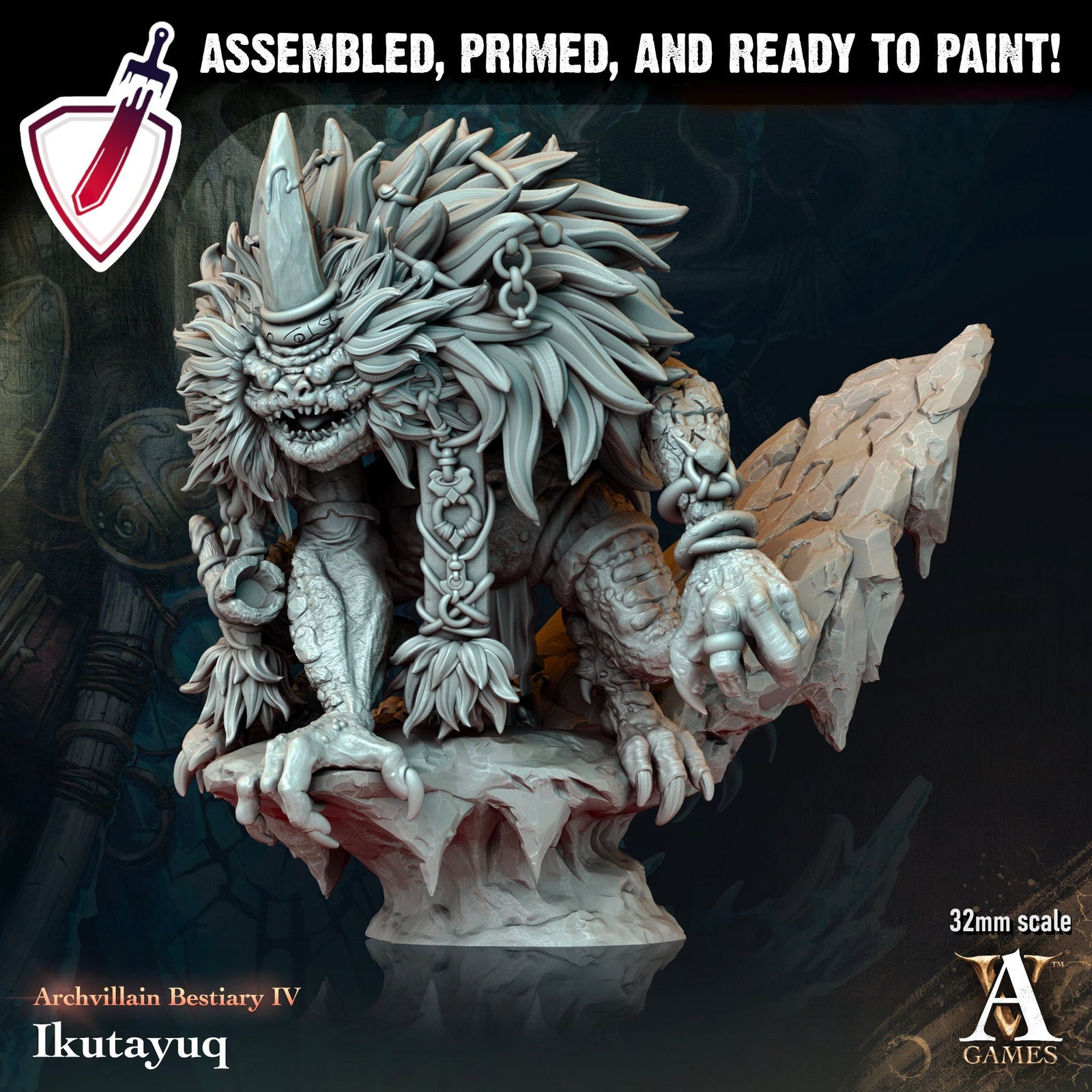 Ikutayuq | Miniature by Archvillain Games | Resin Mini for Tabletop Gaming, D&D, Pathfinder, Painting | Assembled and Primed - Brush and Battle