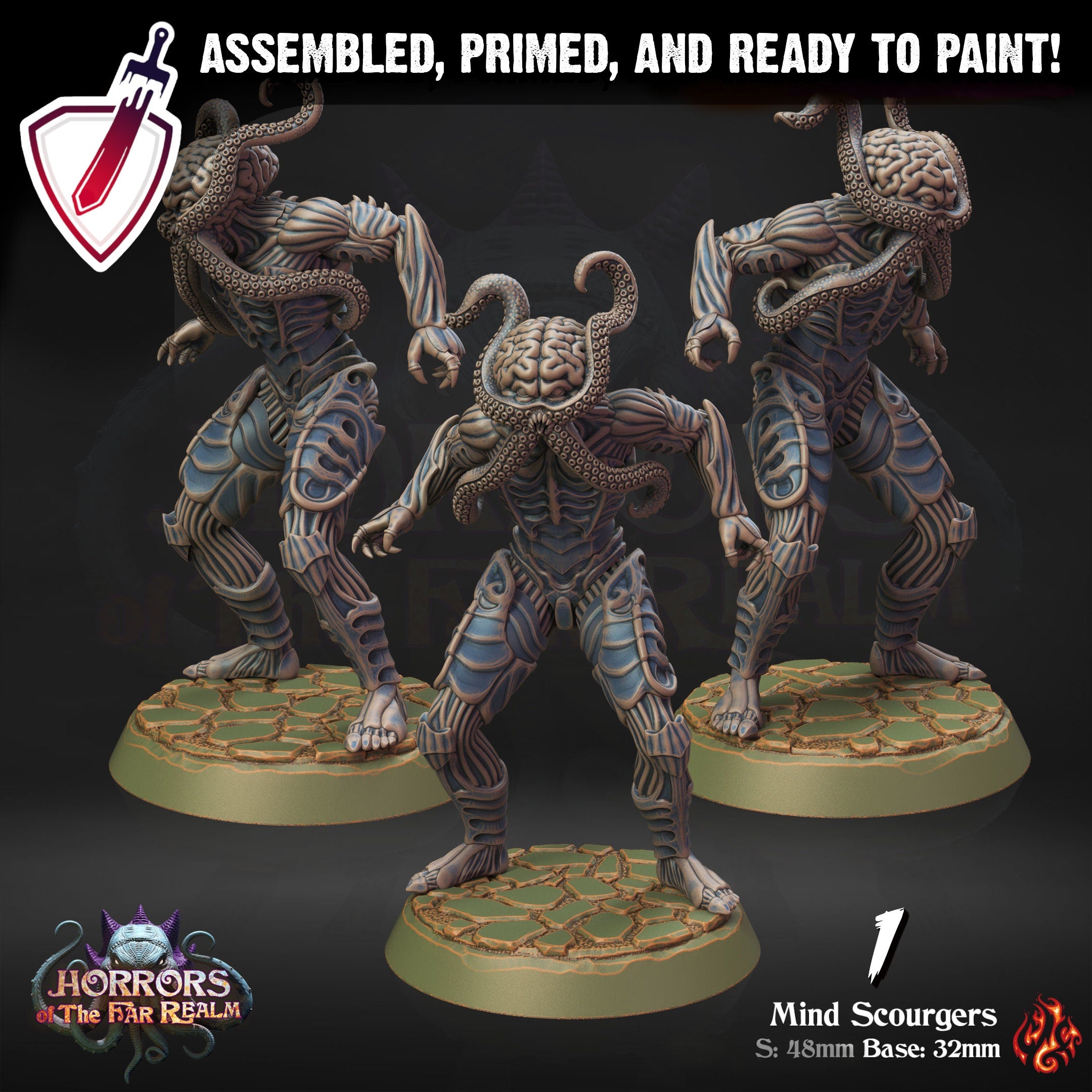 Mind Scourgers | Miniatures by Crippled God Foundry | Resin Mini for Tabletop Gaming, D&D, Pathfinder, and Painting | Assembled and Primed - Brush and Battle