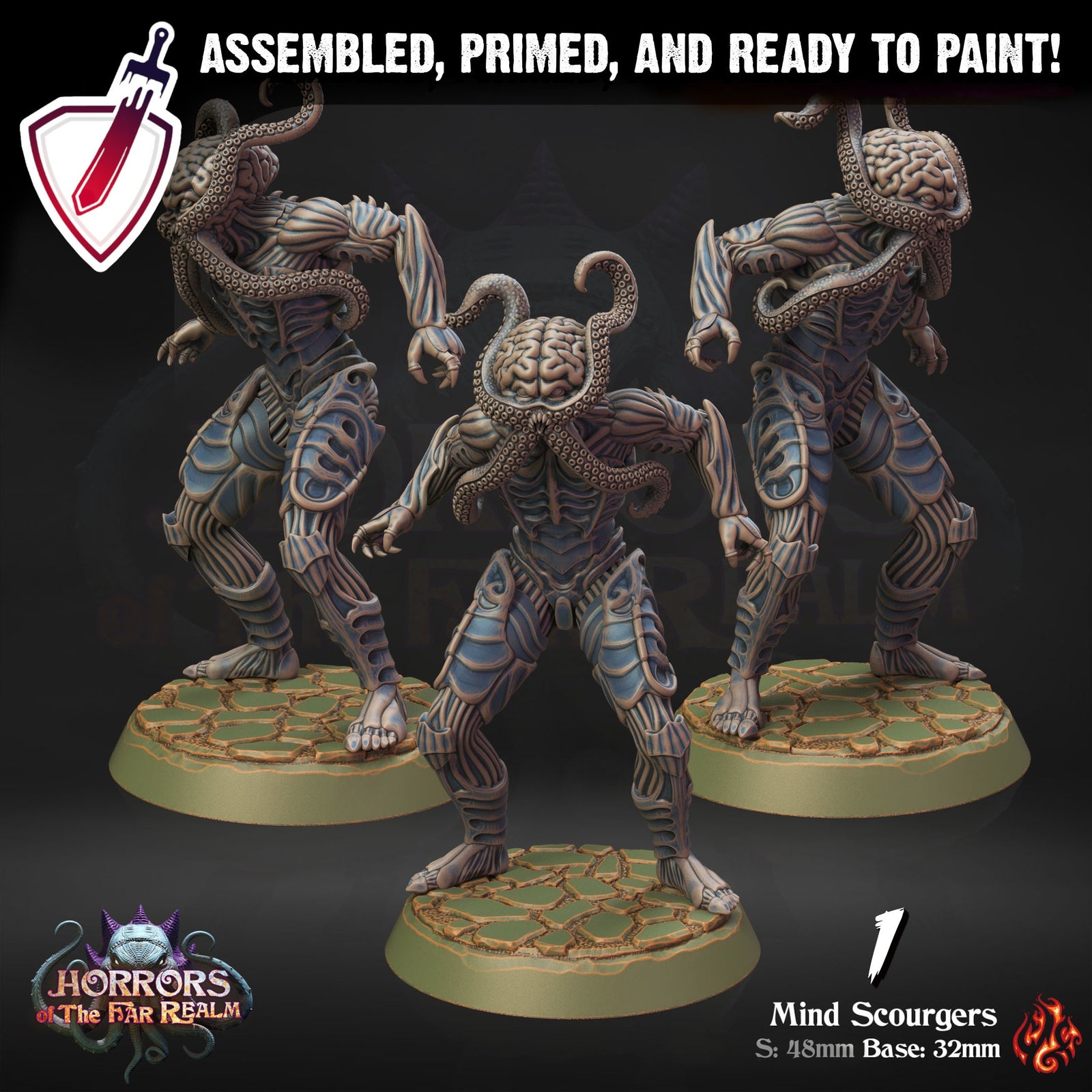 Mind Scourgers | Miniatures by Crippled God Foundry | Resin Mini for Tabletop Gaming, D&D, Pathfinder, and Painting | Assembled and Primed - Brush and Battle