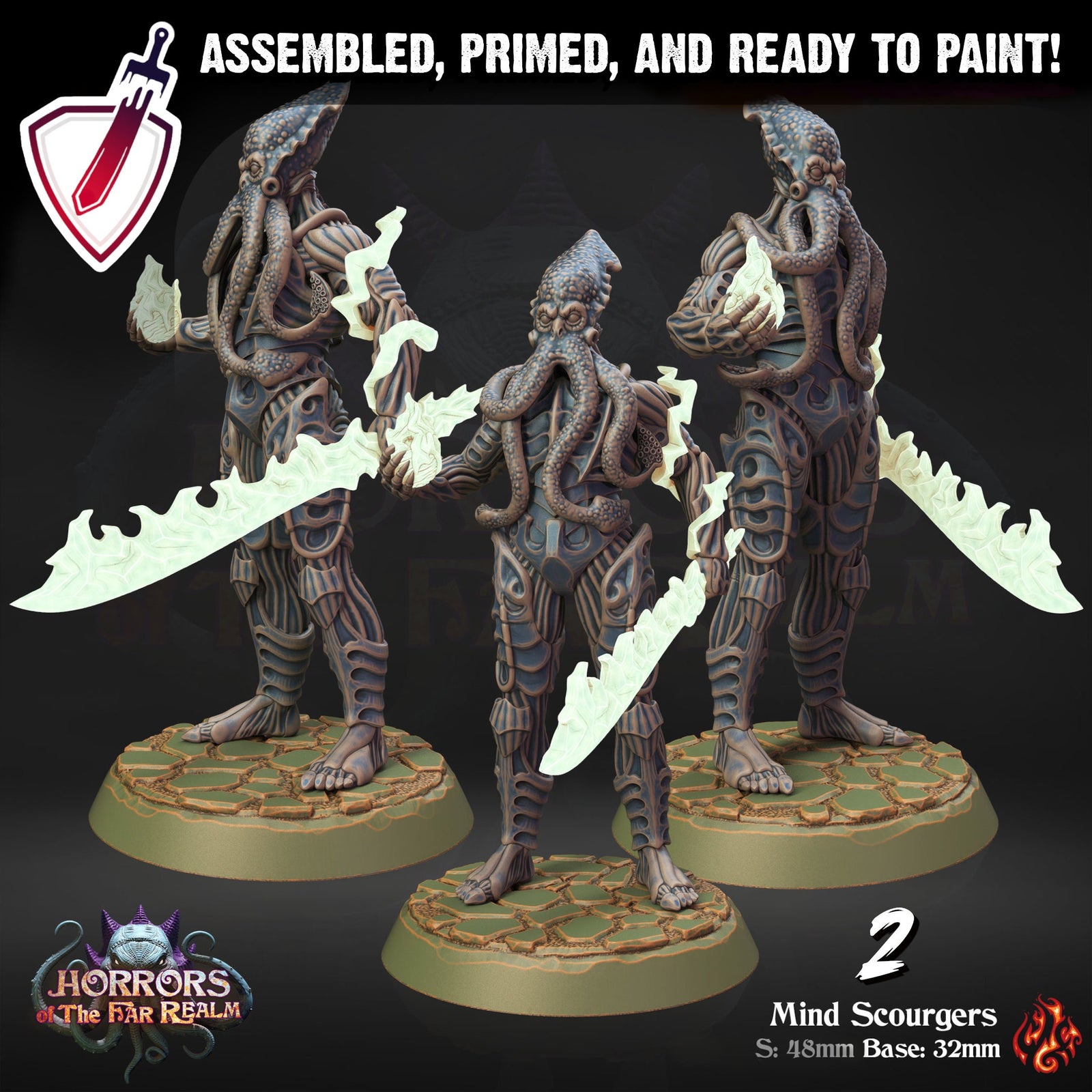 Mind Scourgers | Miniatures by Crippled God Foundry | Resin Mini for Tabletop Gaming, D&D, Pathfinder, and Painting | Assembled and Primed - Brush and Battle